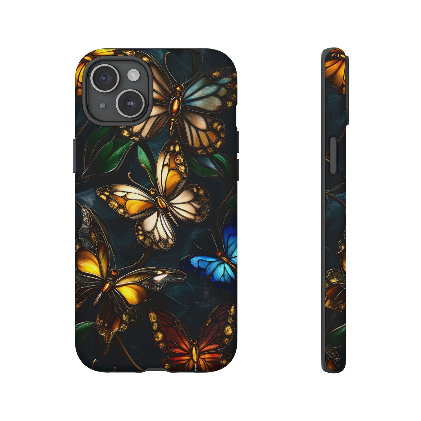 Butterfly Stained Glass Phone Case - Glass Mosaic Phone Case - Gothic Colorful Phone Cover for iPhone 16 15 14 13 12 11, Samsung Galaxy & Google Pixel
