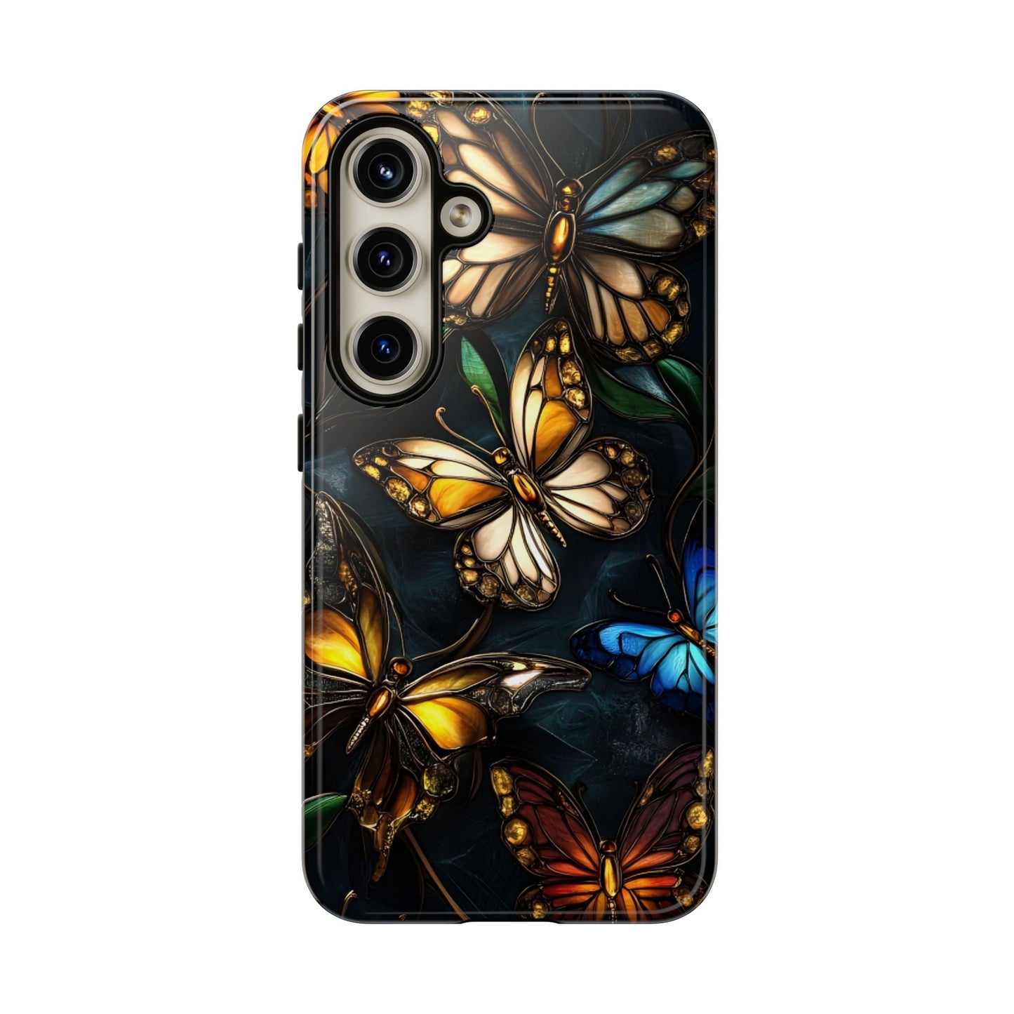Butterfly Stained Glass Phone Case - Glass Mosaic Phone Case - Gothic Colorful Phone Cover for iPhone 16 15 14 13 12 11, Samsung Galaxy & Google Pixel