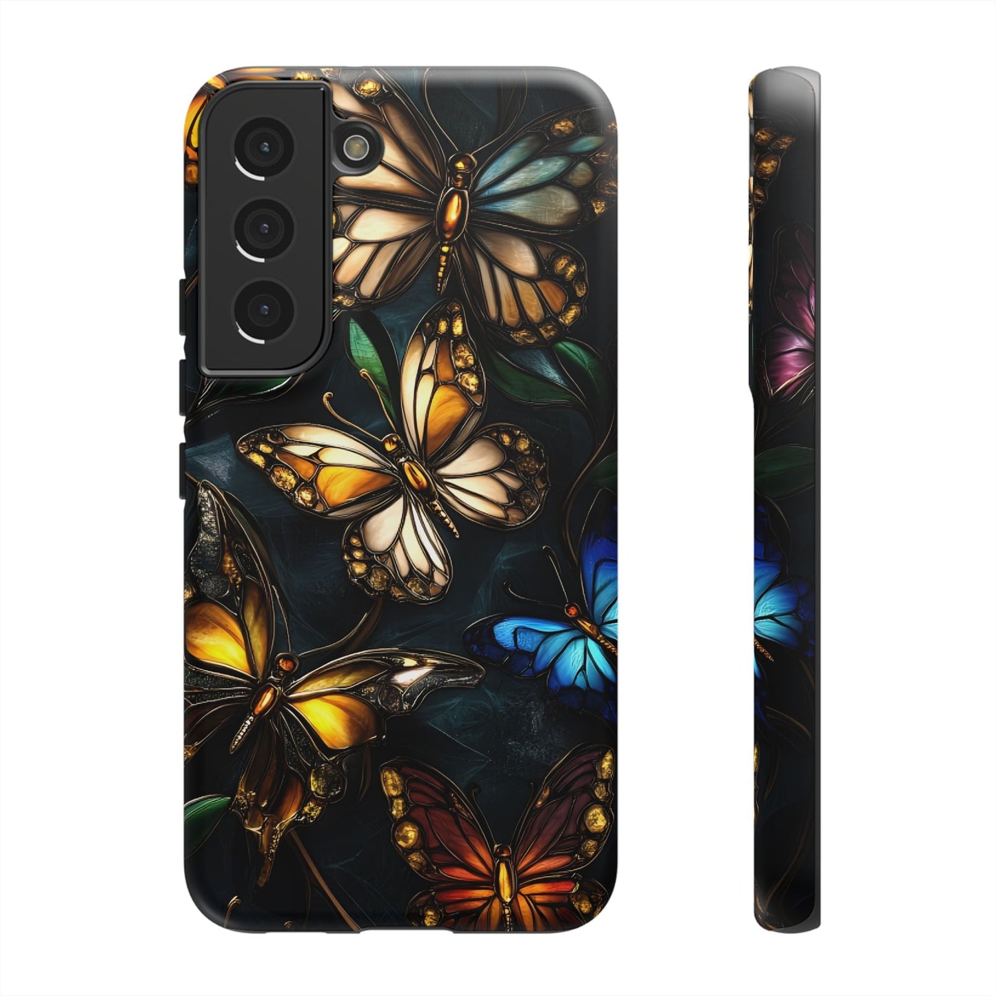 Butterfly Stained Glass Phone Case - Glass Mosaic Phone Case - Gothic Colorful Phone Cover for iPhone 16 15 14 13 12 11, Samsung Galaxy & Google Pixel