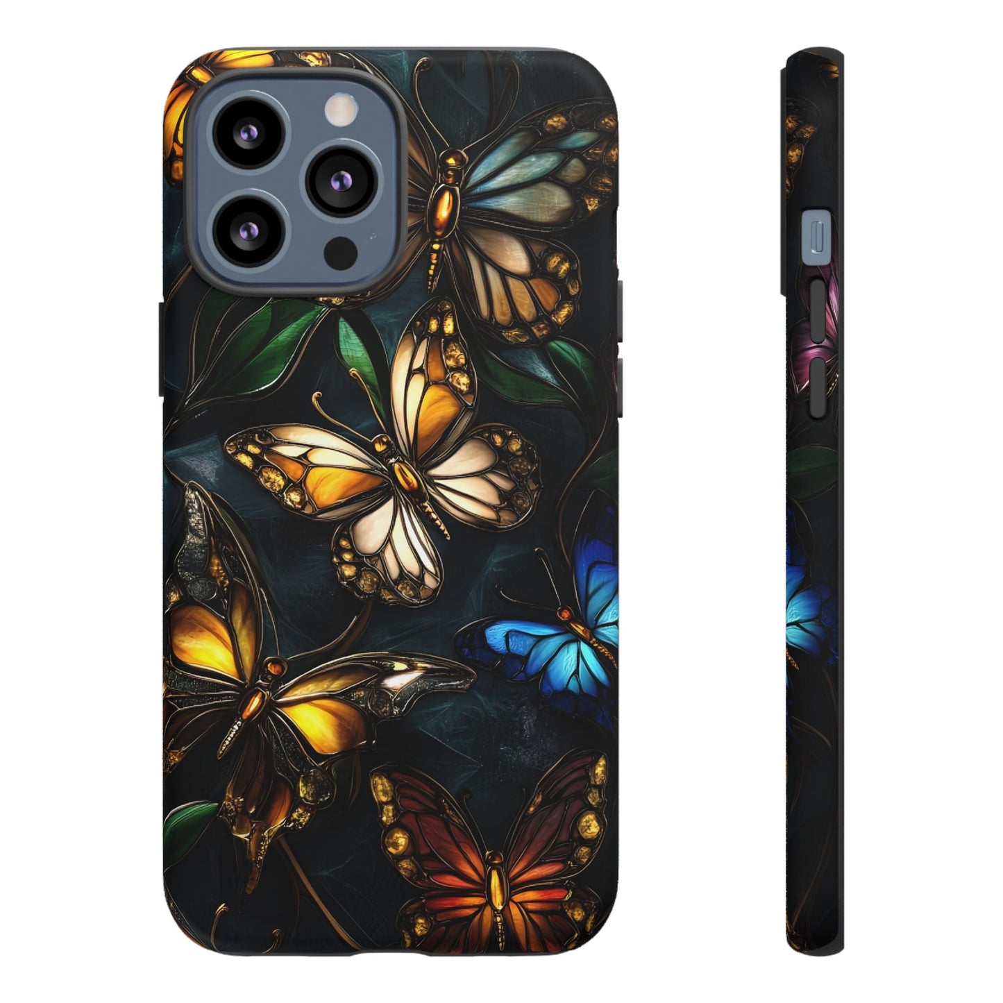 Butterfly Stained Glass Phone Case - Glass Mosaic Phone Case - Gothic Colorful Phone Cover for iPhone 16 15 14 13 12 11, Samsung Galaxy & Google Pixel