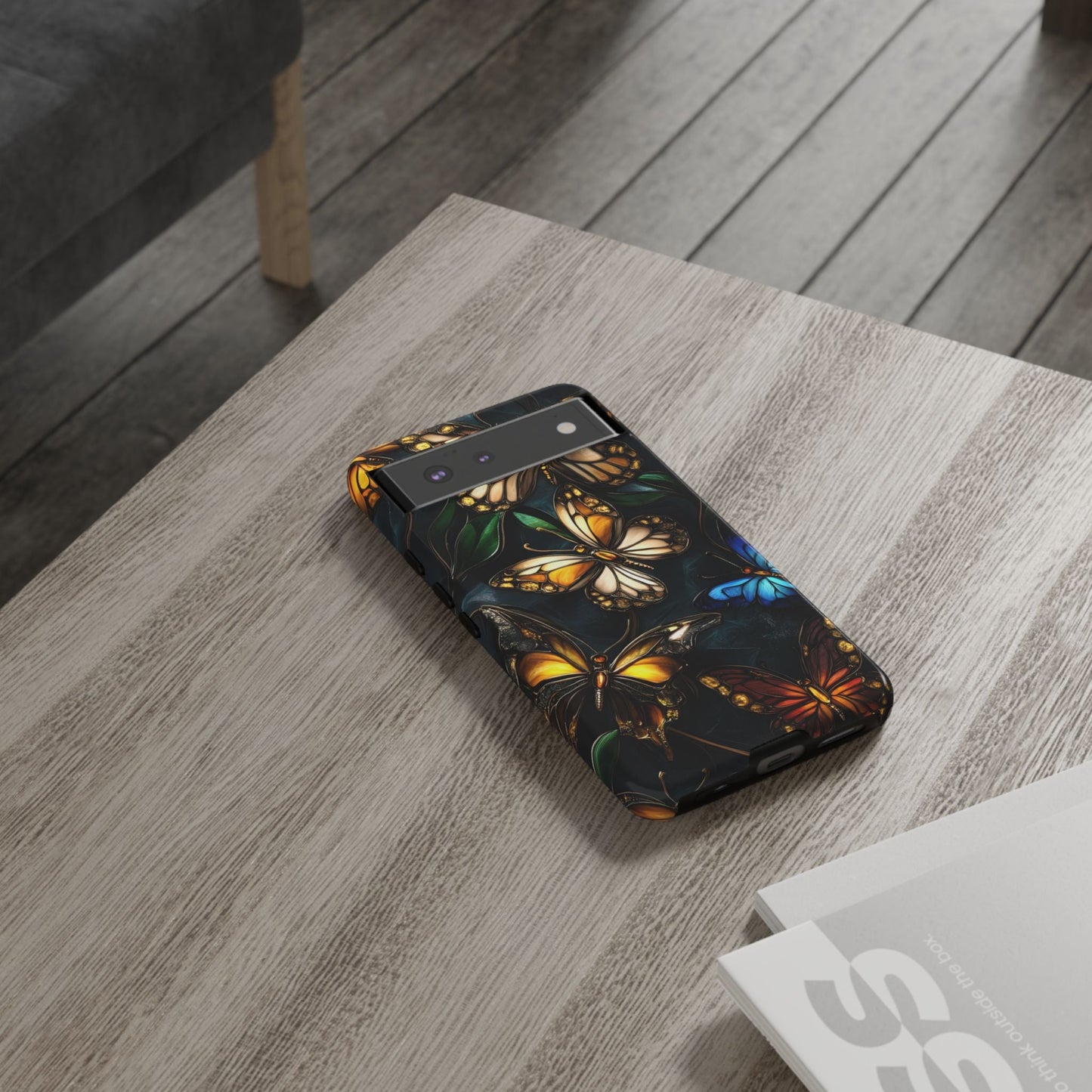 Butterfly Stained Glass Phone Case - Glass Mosaic Phone Case - Gothic Colorful Phone Cover for iPhone 16 15 14 13 12 11, Samsung Galaxy & Google Pixel