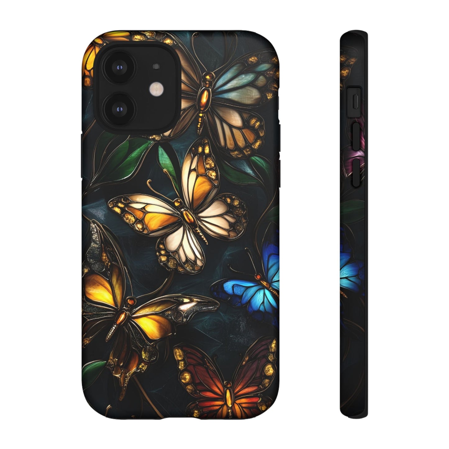 Butterfly Stained Glass Phone Case - Glass Mosaic Phone Case - Gothic Colorful Phone Cover for iPhone 16 15 14 13 12 11, Samsung Galaxy & Google Pixel
