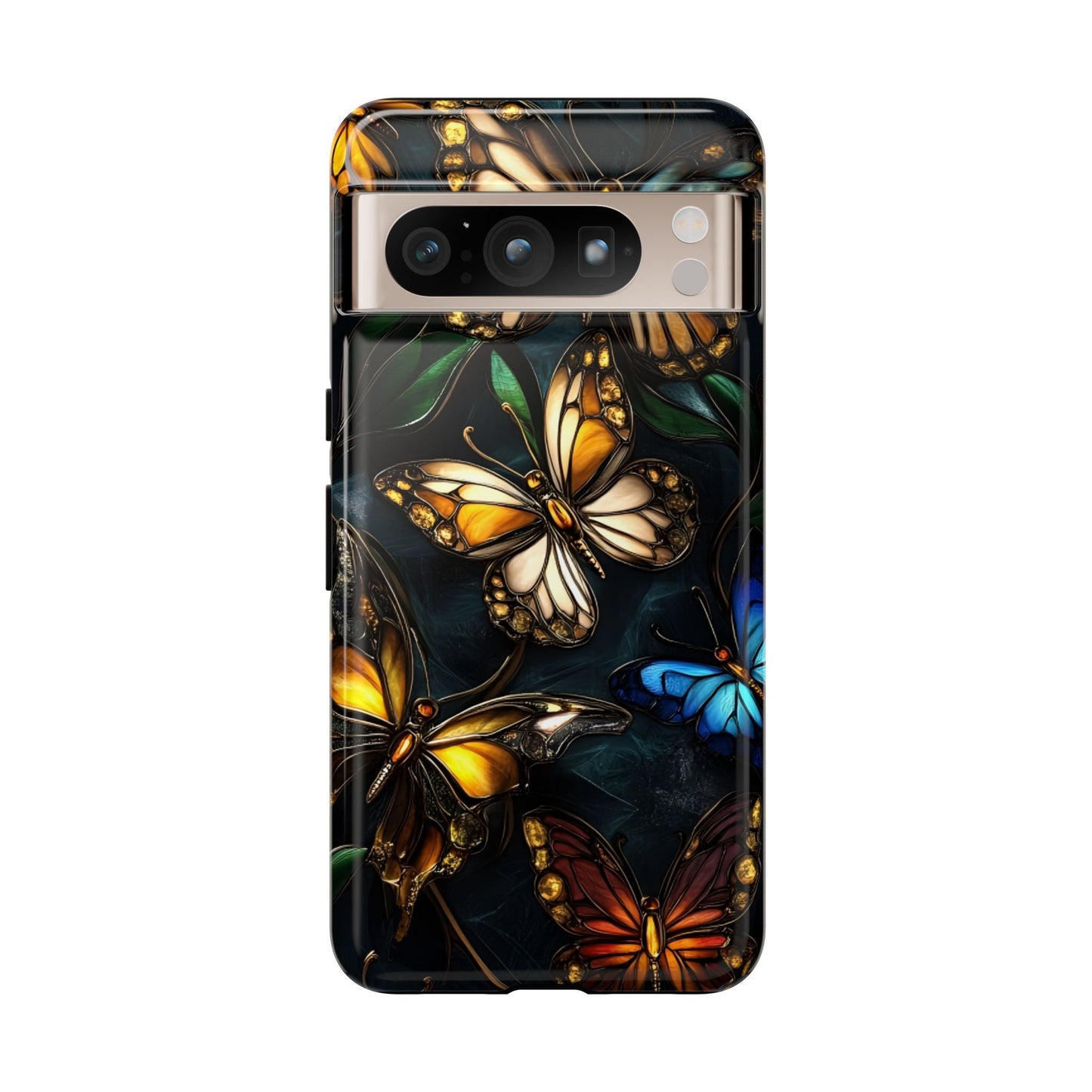 Butterfly Stained Glass Phone Case - Glass Mosaic Phone Case - Gothic Colorful Phone Cover for iPhone 16 15 14 13 12 11, Samsung Galaxy & Google Pixel