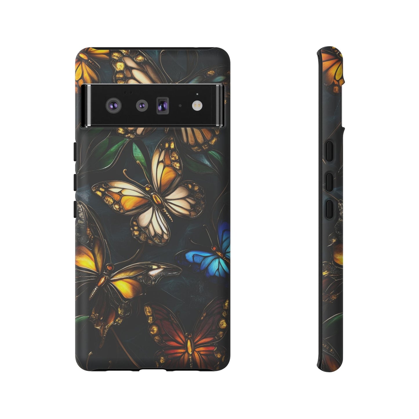 Butterfly Stained Glass Phone Case - Glass Mosaic Phone Case - Gothic Colorful Phone Cover for iPhone 16 15 14 13 12 11, Samsung Galaxy & Google Pixel