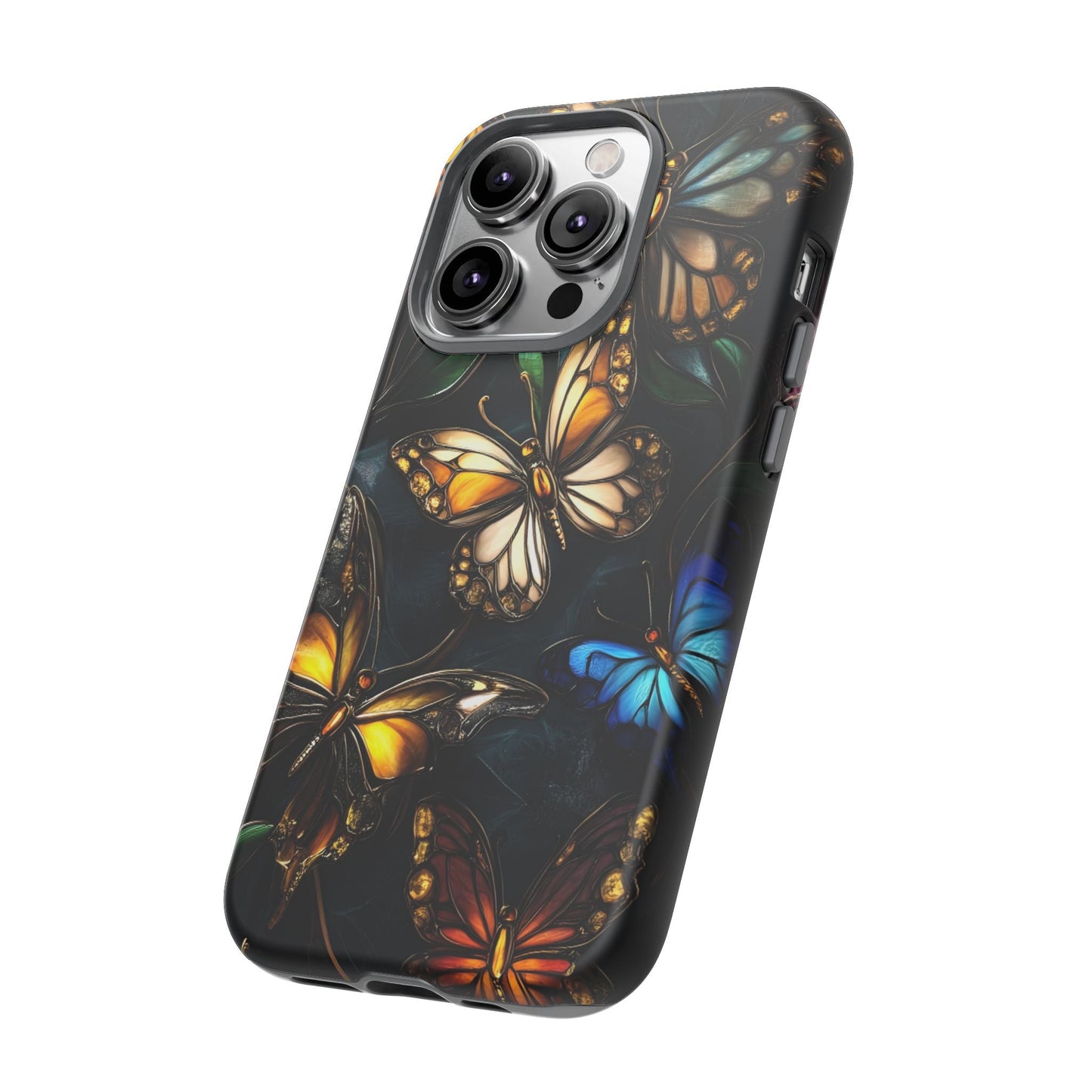 Butterfly Stained Glass Phone Case - Glass Mosaic Phone Case - Gothic Colorful Phone Cover for iPhone 16 15 14 13 12 11, Samsung Galaxy & Google Pixel