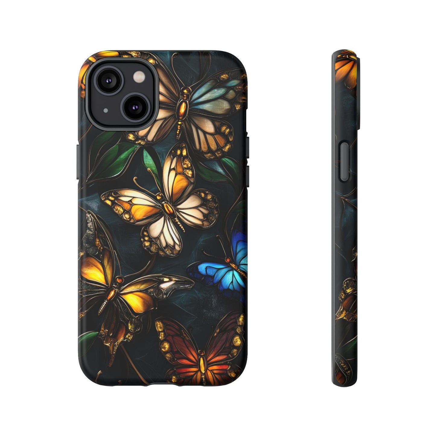 Butterfly Stained Glass Phone Case - Glass Mosaic Phone Case - Gothic Colorful Phone Cover for iPhone 16 15 14 13 12 11, Samsung Galaxy & Google Pixel