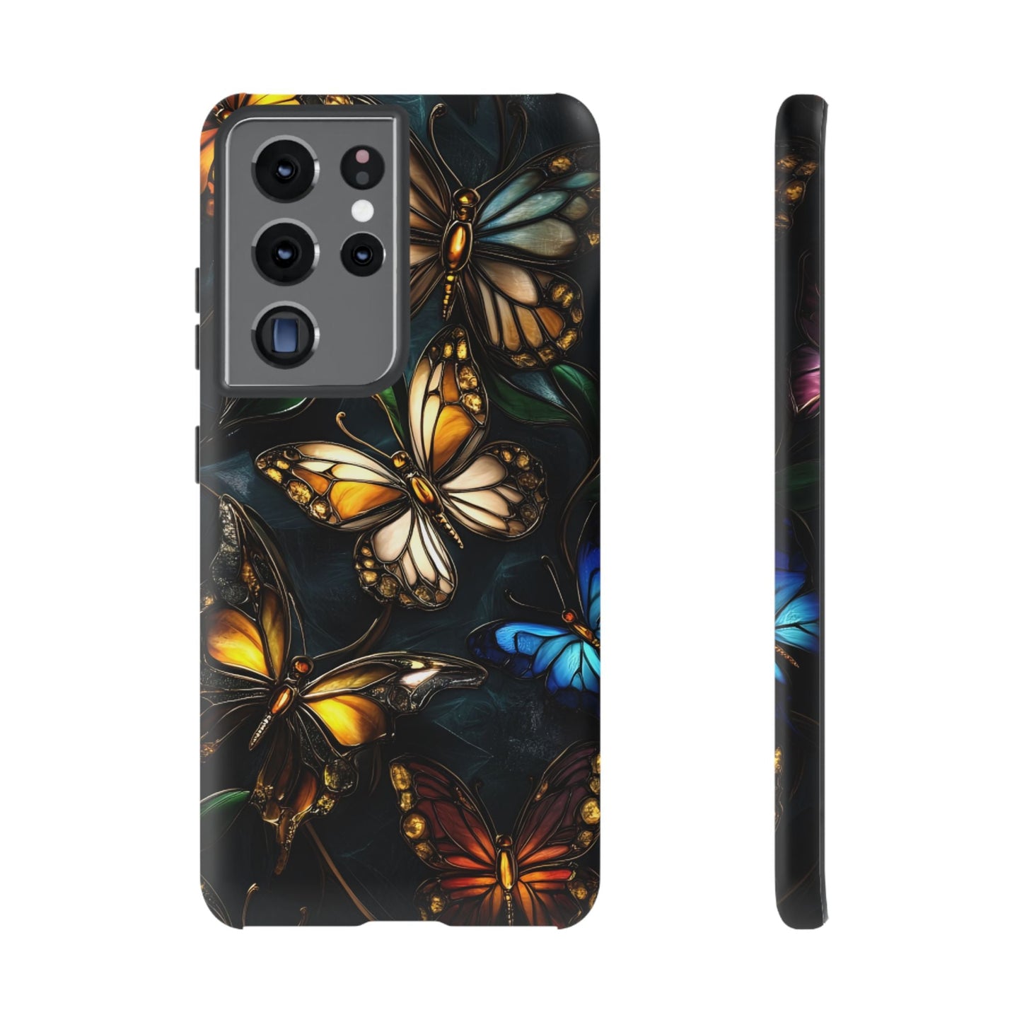 Butterfly Stained Glass Phone Case - Glass Mosaic Phone Case - Gothic Colorful Phone Cover for iPhone 16 15 14 13 12 11, Samsung Galaxy & Google Pixel