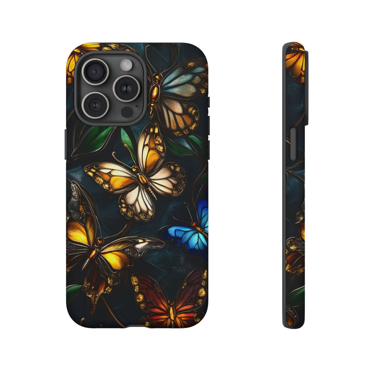 Butterfly Stained Glass Phone Case - Glass Mosaic Phone Case - Gothic Colorful Phone Cover for iPhone 16 15 14 13 12 11, Samsung Galaxy & Google Pixel