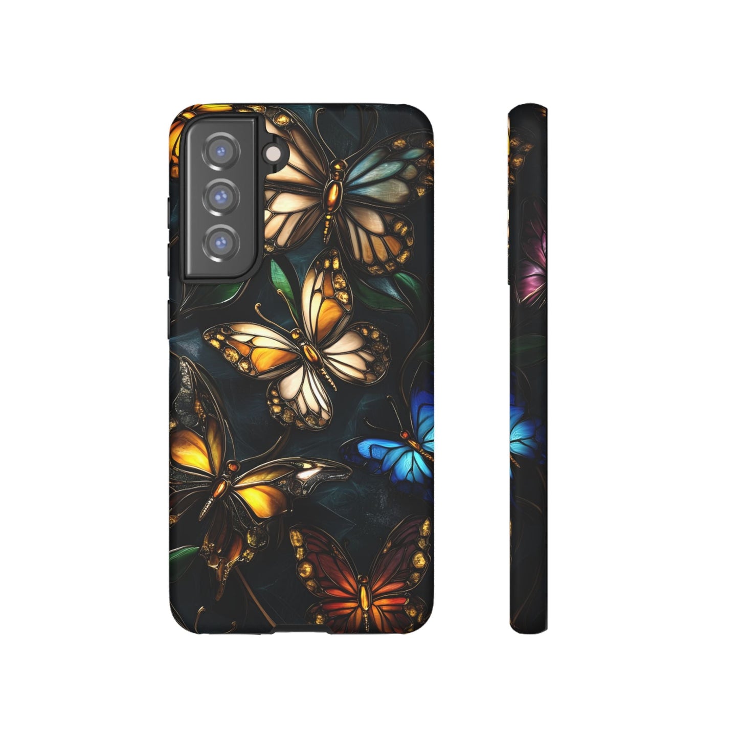 Butterfly Stained Glass Phone Case - Glass Mosaic Phone Case - Gothic Colorful Phone Cover for iPhone 16 15 14 13 12 11, Samsung Galaxy & Google Pixel