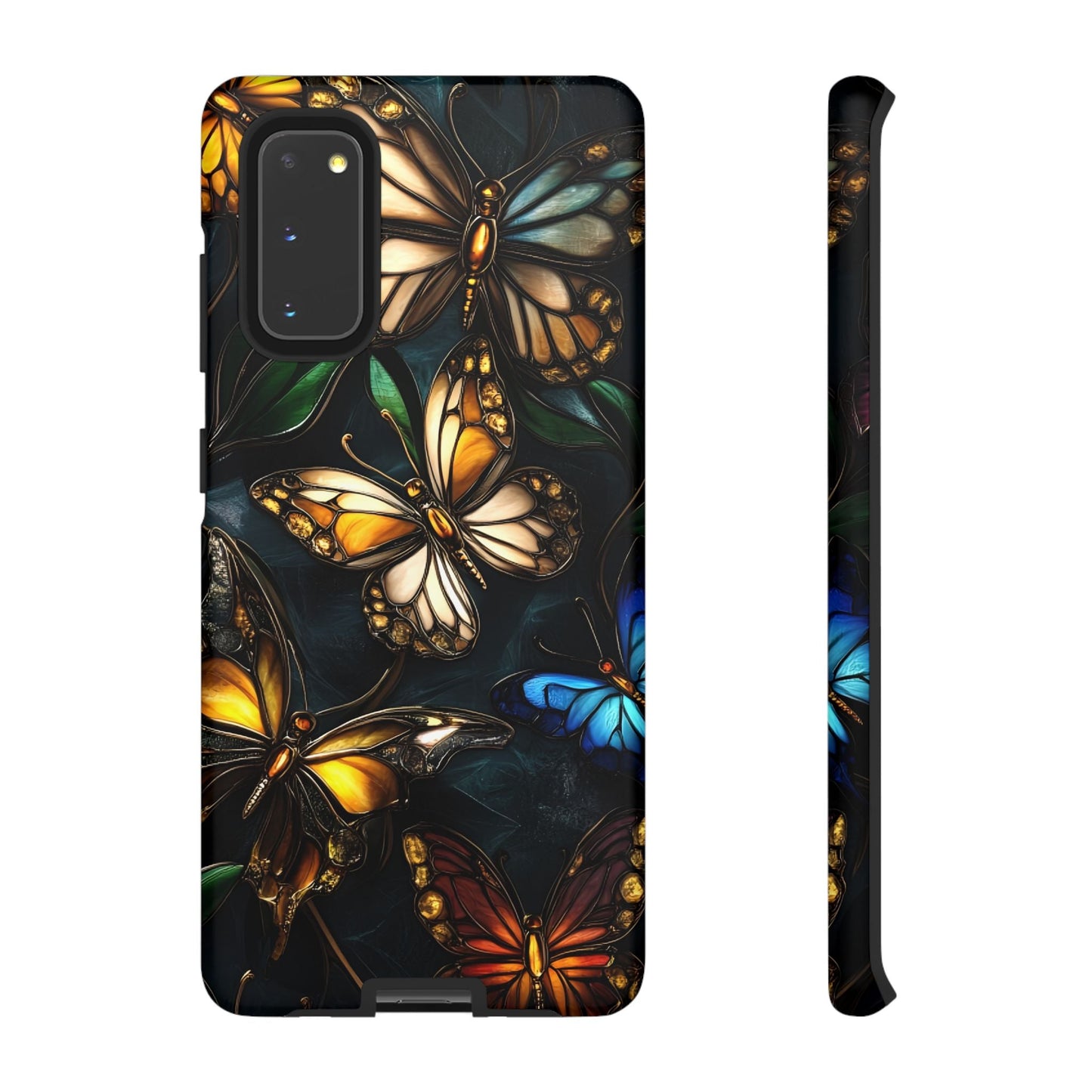 Butterfly Stained Glass Phone Case - Glass Mosaic Phone Case - Gothic Colorful Phone Cover for iPhone 16 15 14 13 12 11, Samsung Galaxy & Google Pixel