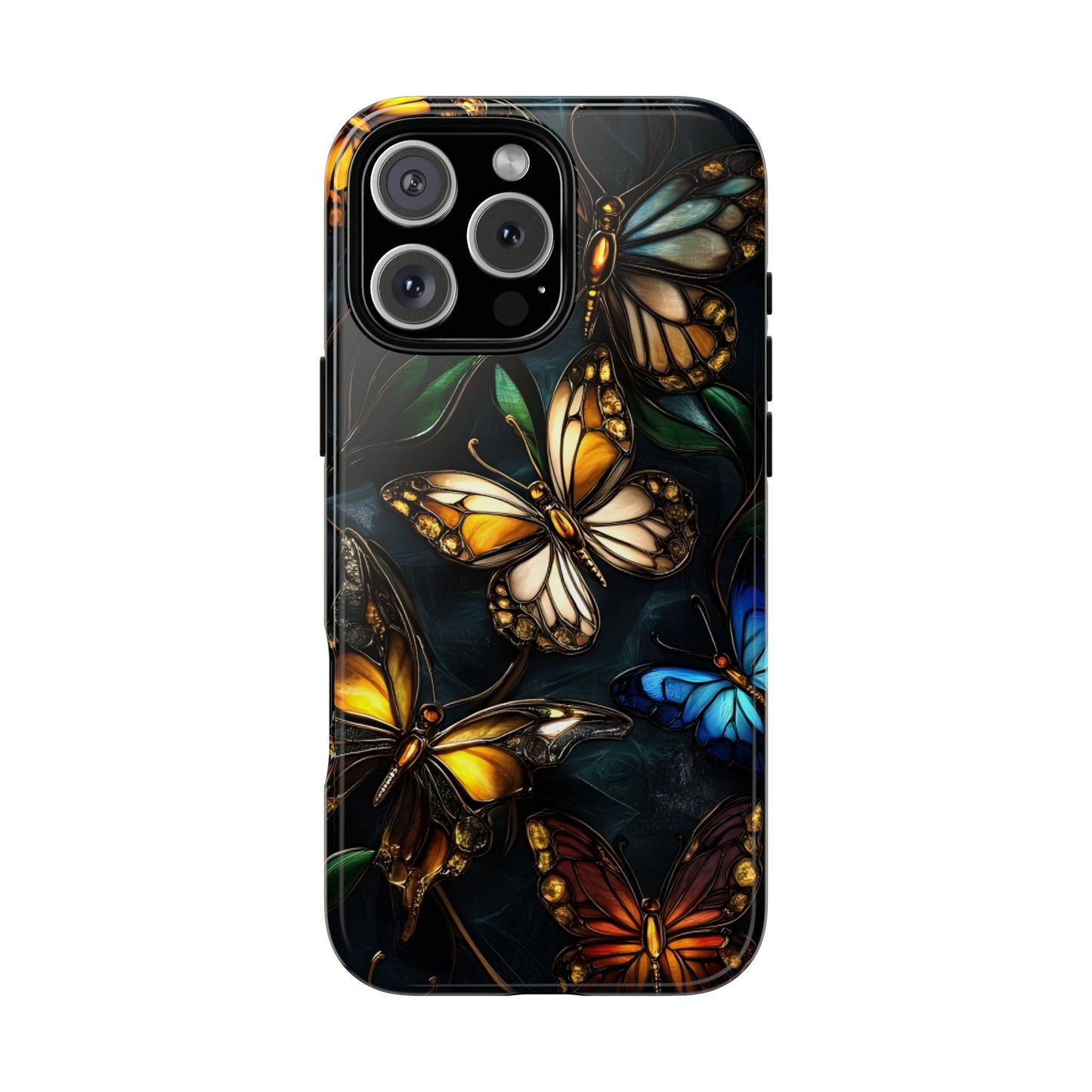 Butterfly Stained Glass Phone Case - Glass Mosaic Phone Case - Gothic Colorful Phone Cover for iPhone 16 15 14 13 12 11, Samsung Galaxy & Google Pixel