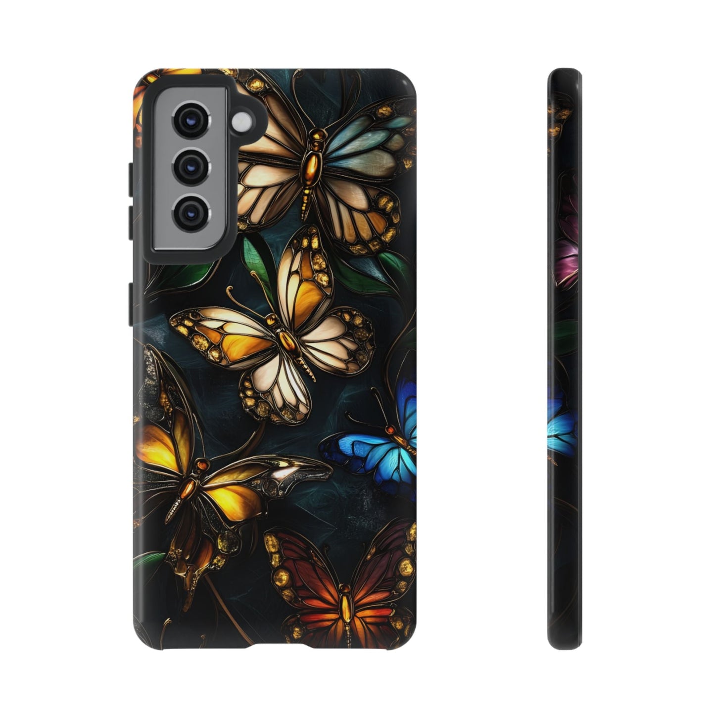 Butterfly Stained Glass Phone Case - Glass Mosaic Phone Case - Gothic Colorful Phone Cover for iPhone 16 15 14 13 12 11, Samsung Galaxy & Google Pixel