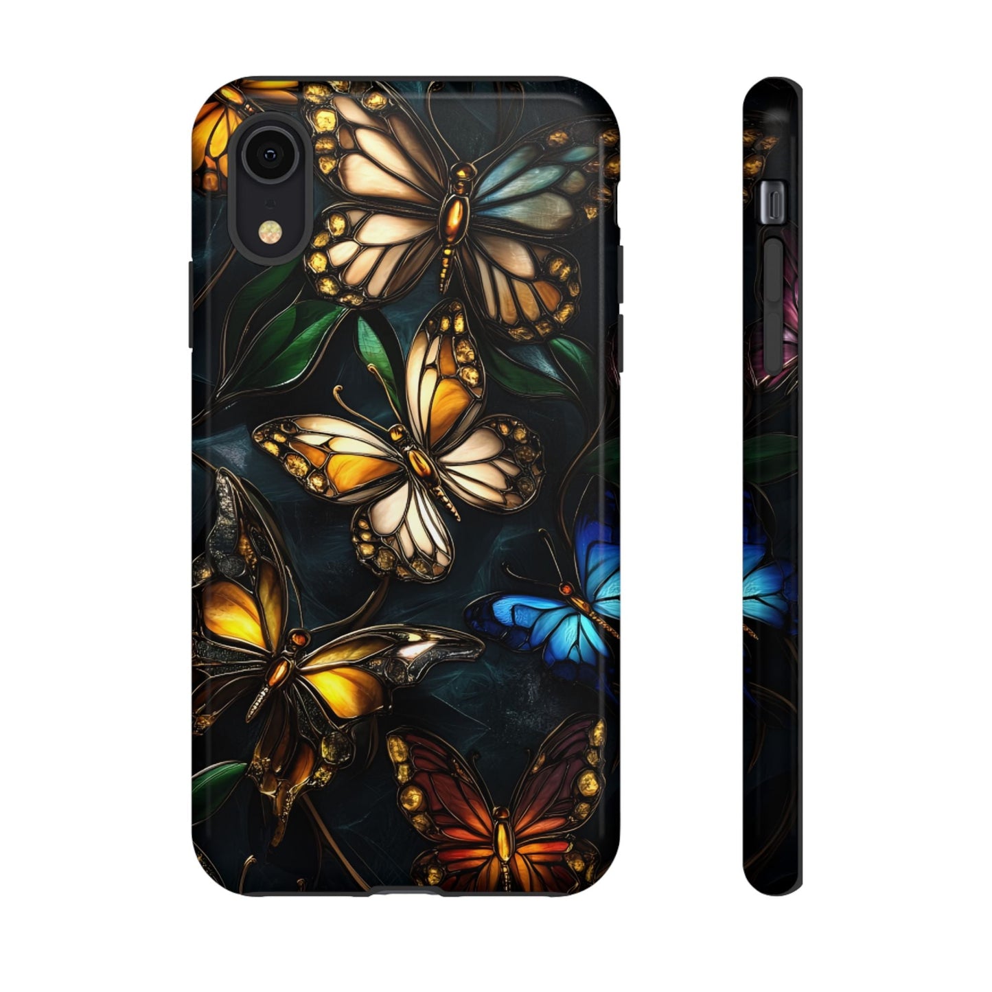 Butterfly Stained Glass Phone Case - Glass Mosaic Phone Case - Gothic Colorful Phone Cover for iPhone 16 15 14 13 12 11, Samsung Galaxy & Google Pixel
