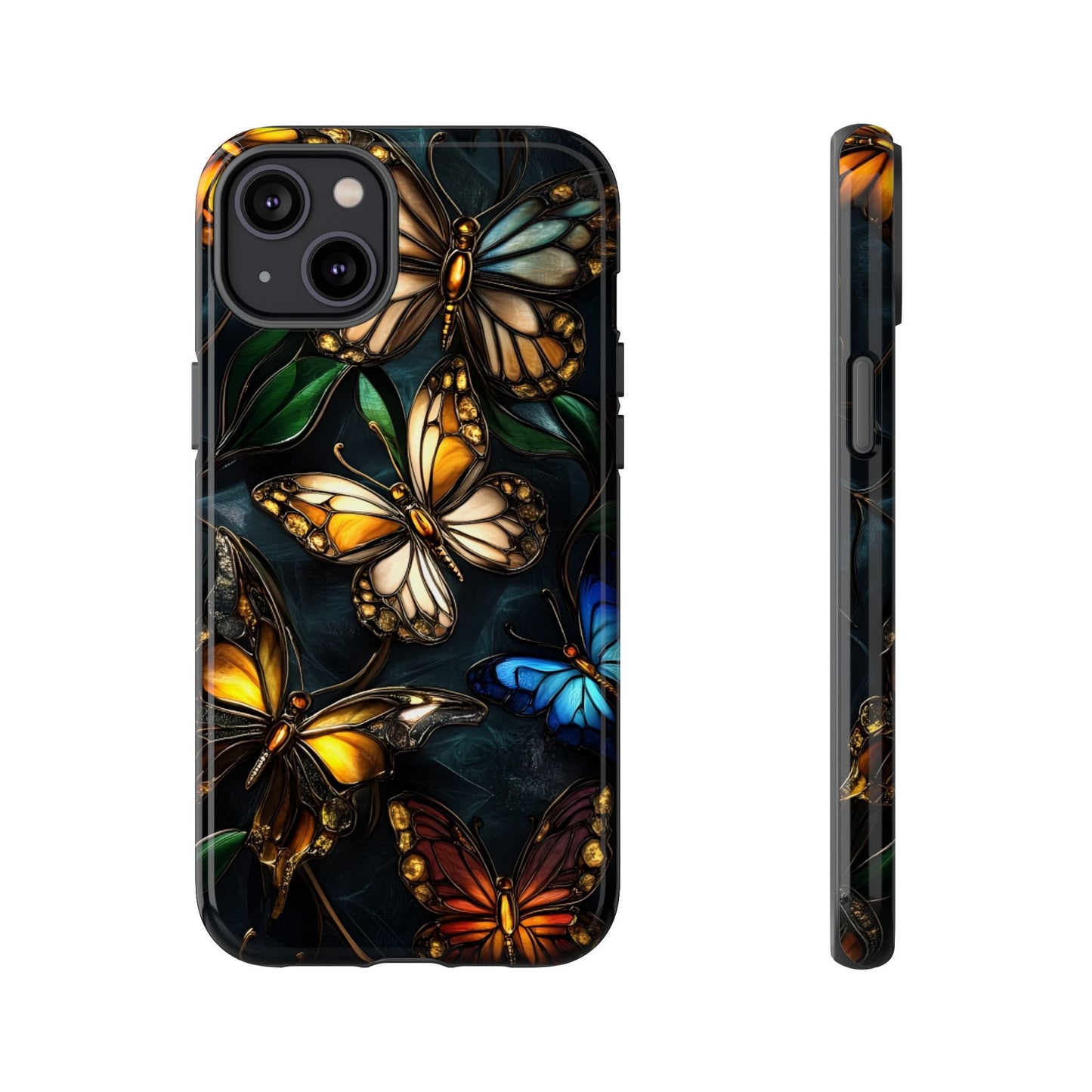 Butterfly Stained Glass Phone Case - Glass Mosaic Phone Case - Gothic Colorful Phone Cover for iPhone 16 15 14 13 12 11, Samsung Galaxy & Google Pixel