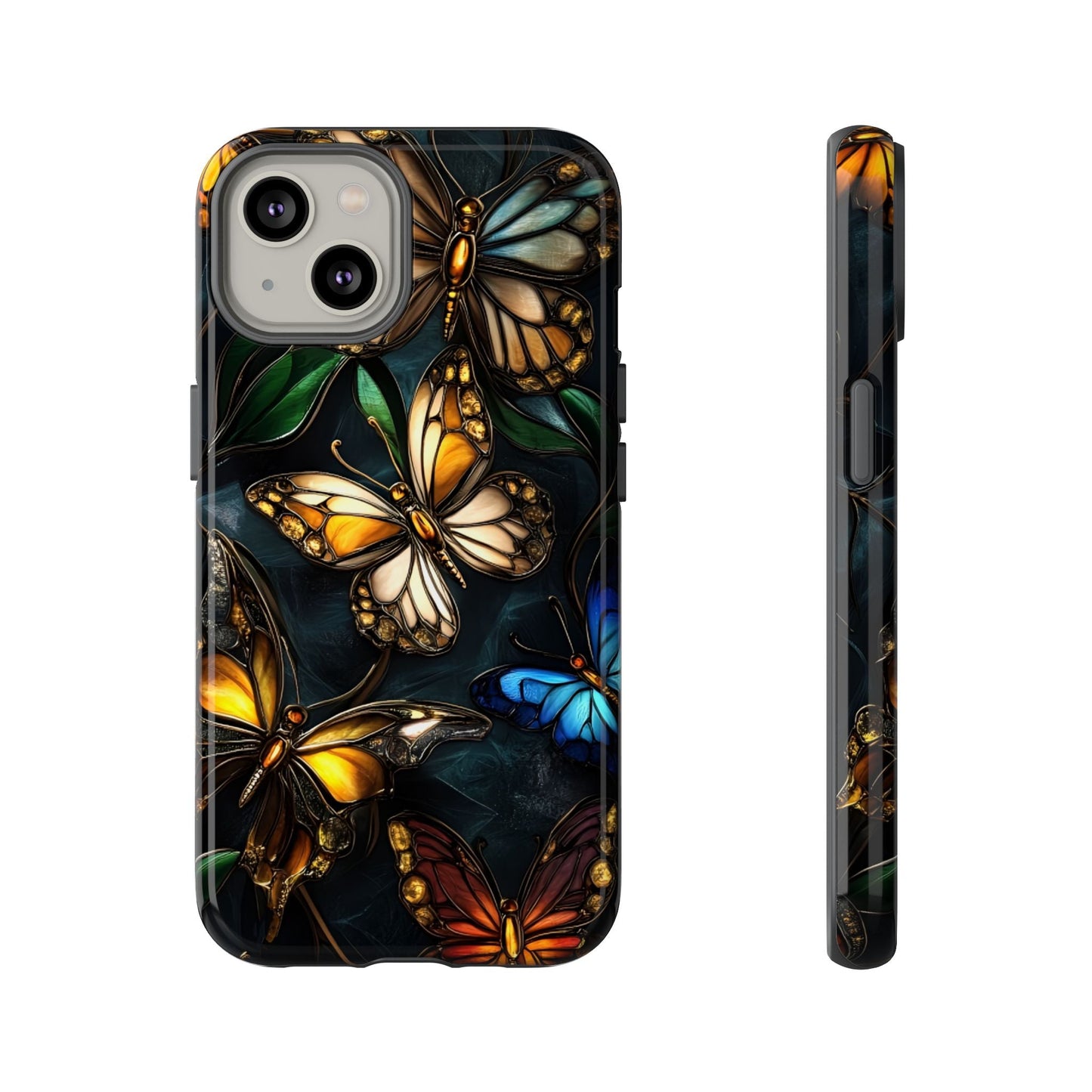 Butterfly Stained Glass Phone Case - Glass Mosaic Phone Case - Gothic Colorful Phone Cover for iPhone 16 15 14 13 12 11, Samsung Galaxy & Google Pixel