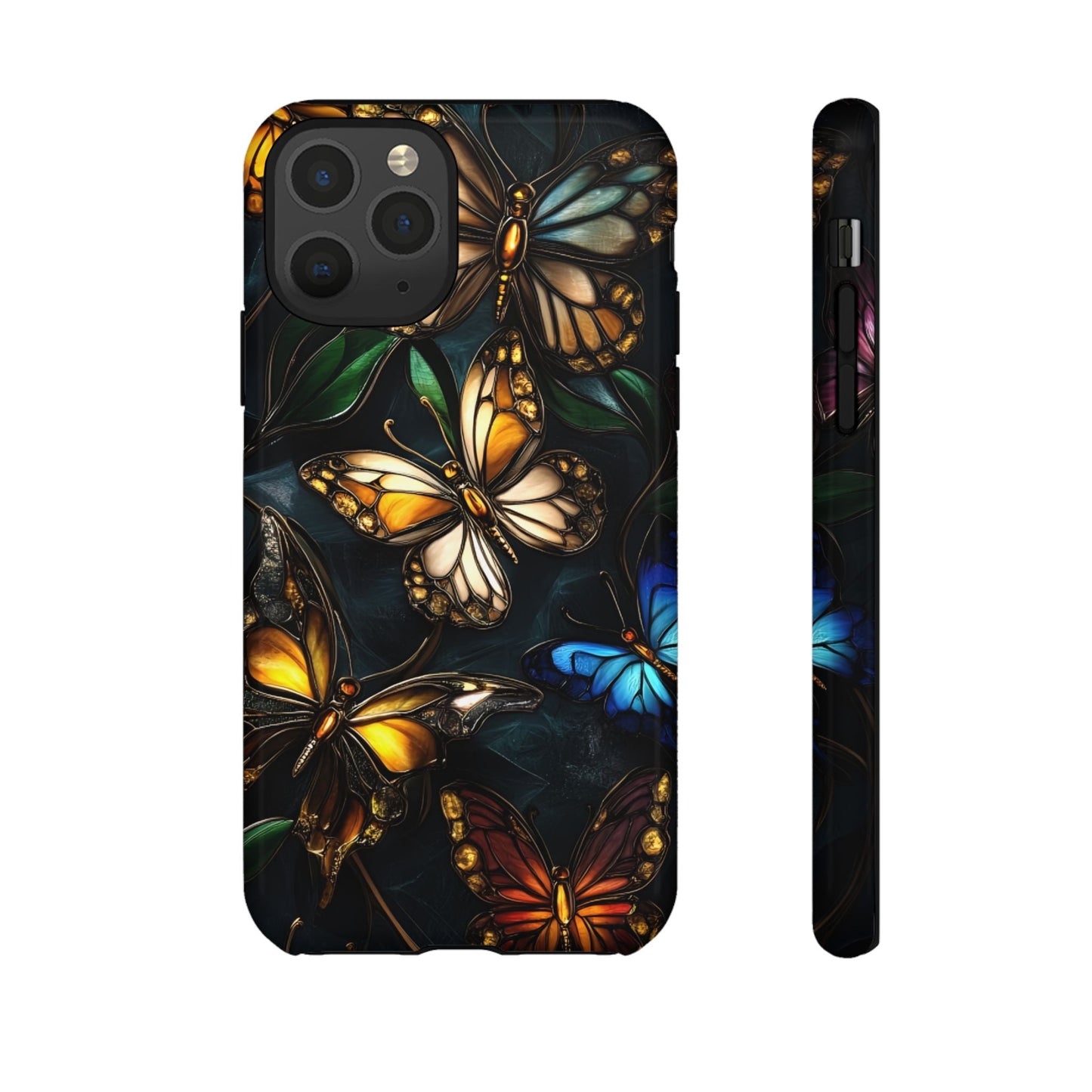 Butterfly Stained Glass Phone Case - Glass Mosaic Phone Case - Gothic Colorful Phone Cover for iPhone 16 15 14 13 12 11, Samsung Galaxy & Google Pixel