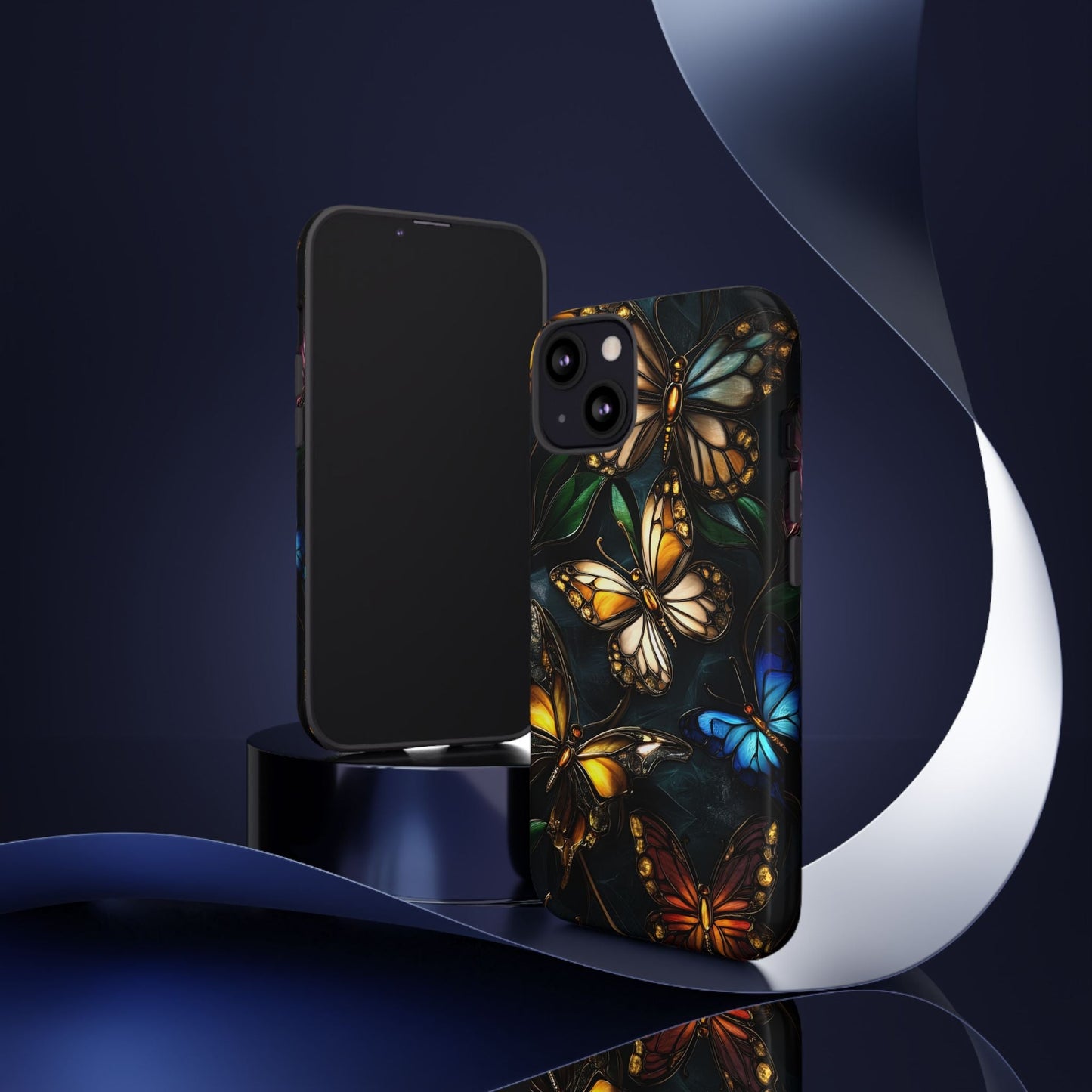 Butterfly Stained Glass Phone Case - Glass Mosaic Phone Case - Gothic Colorful Phone Cover for iPhone 16 15 14 13 12 11, Samsung Galaxy & Google Pixel