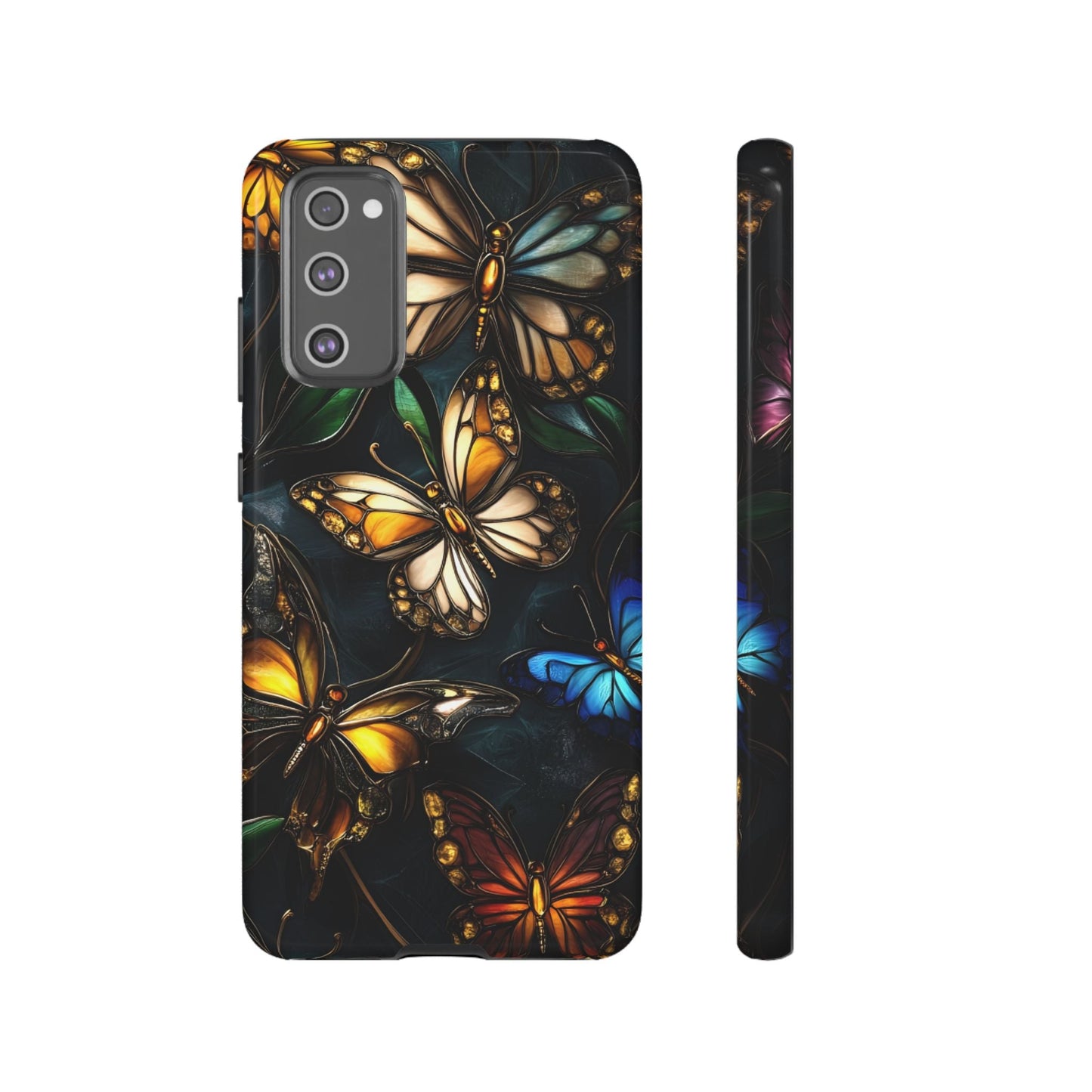 Butterfly Stained Glass Phone Case - Glass Mosaic Phone Case - Gothic Colorful Phone Cover for iPhone 16 15 14 13 12 11, Samsung Galaxy & Google Pixel