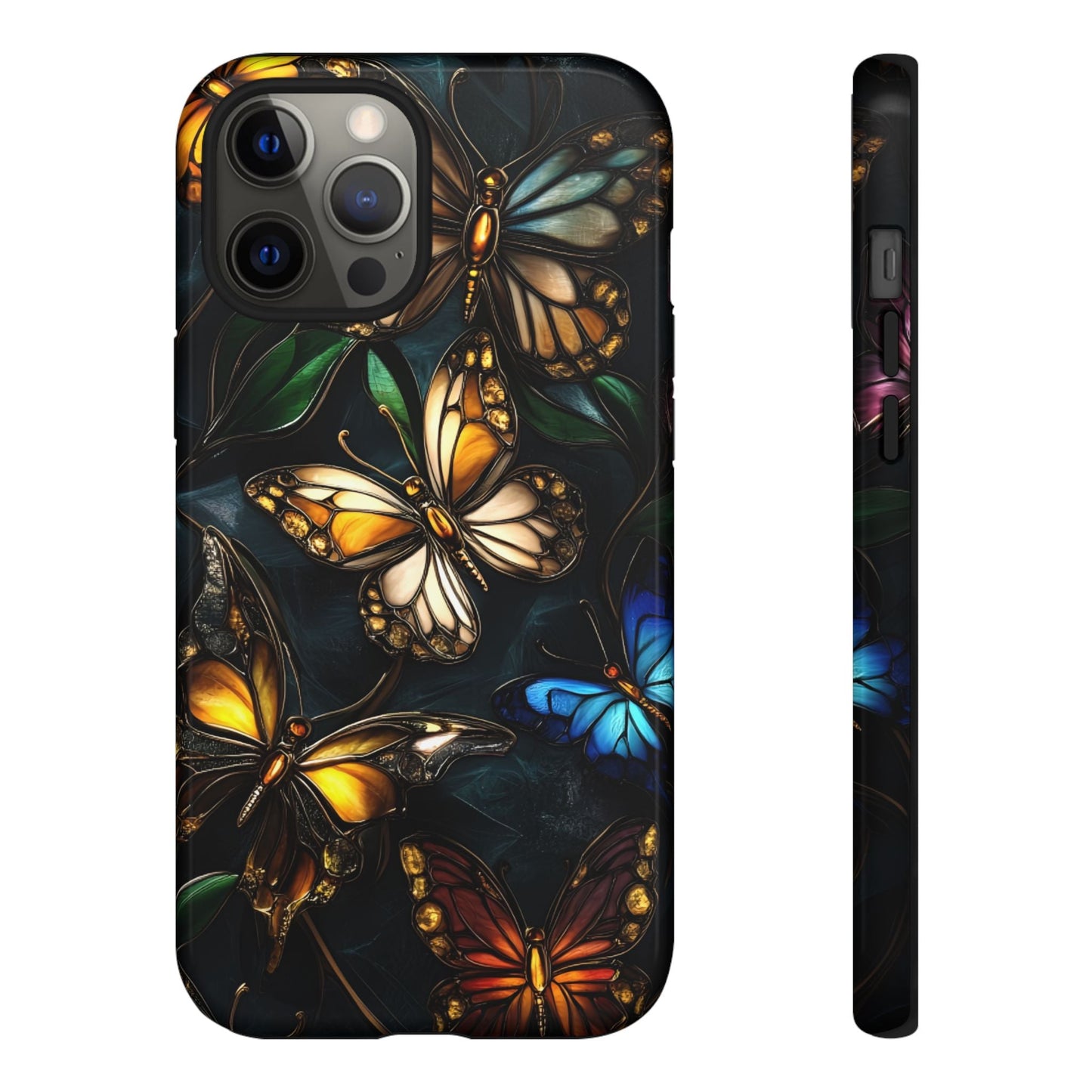 Butterfly Stained Glass Phone Case - Glass Mosaic Phone Case - Gothic Colorful Phone Cover for iPhone 16 15 14 13 12 11, Samsung Galaxy & Google Pixel