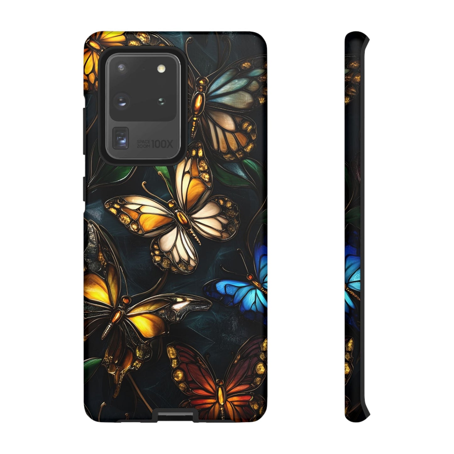 Butterfly Stained Glass Phone Case - Glass Mosaic Phone Case - Gothic Colorful Phone Cover for iPhone 16 15 14 13 12 11, Samsung Galaxy & Google Pixel