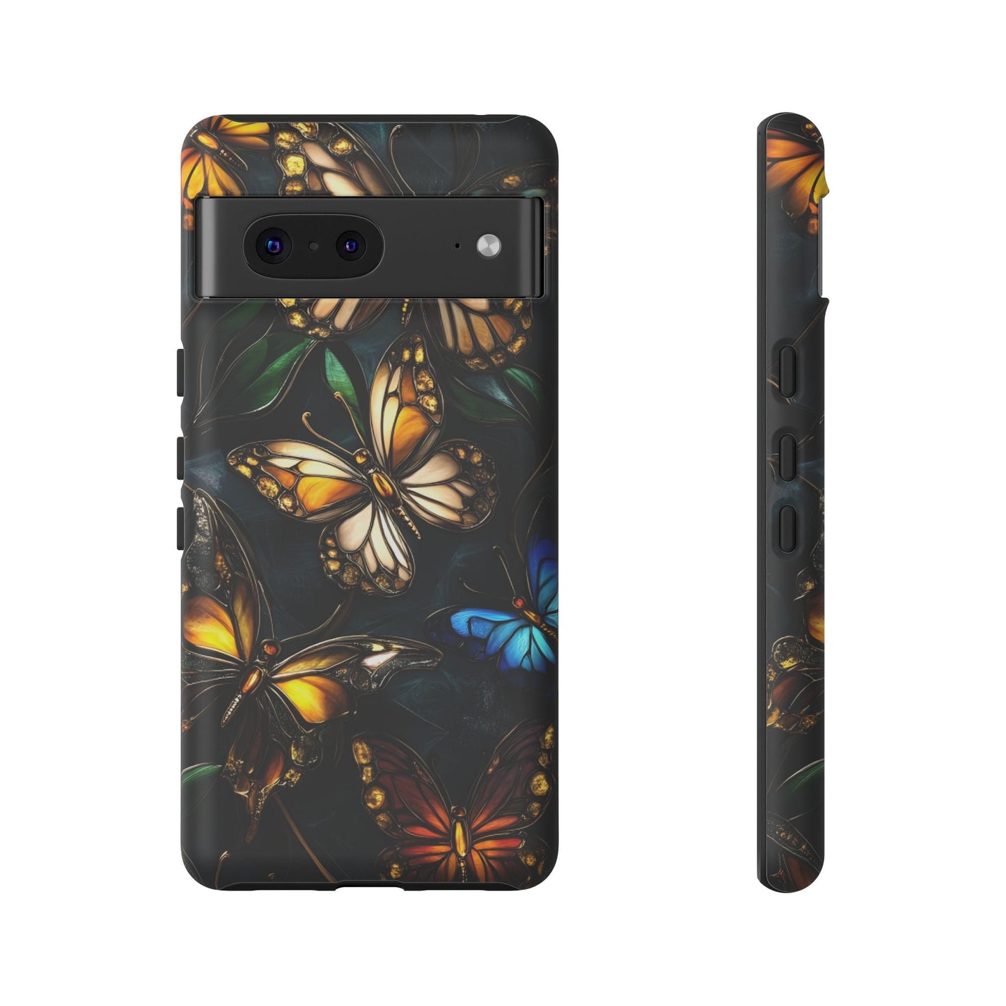 Butterfly Stained Glass Phone Case - Glass Mosaic Phone Case - Gothic Colorful Phone Cover for iPhone 16 15 14 13 12 11, Samsung Galaxy & Google Pixel