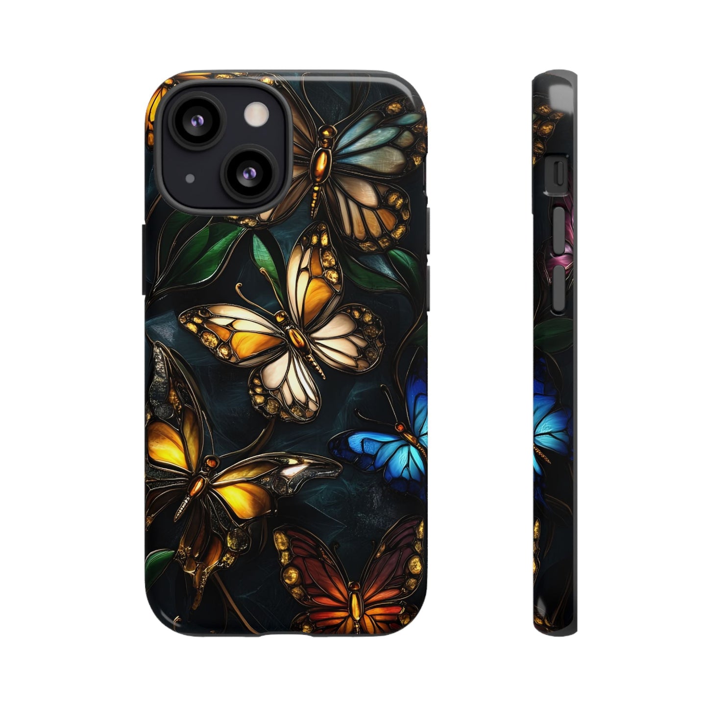 Butterfly Stained Glass Phone Case - Glass Mosaic Phone Case - Gothic Colorful Phone Cover for iPhone 16 15 14 13 12 11, Samsung Galaxy & Google Pixel