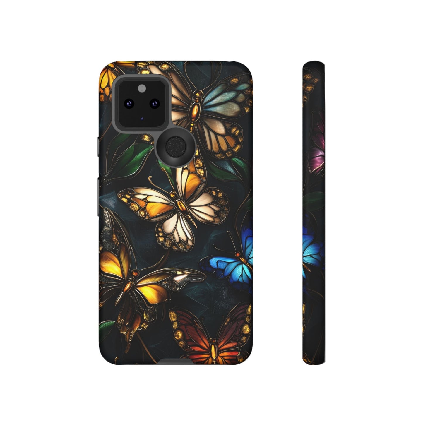 Butterfly Stained Glass Phone Case - Glass Mosaic Phone Case - Gothic Colorful Phone Cover for iPhone 16 15 14 13 12 11, Samsung Galaxy & Google Pixel