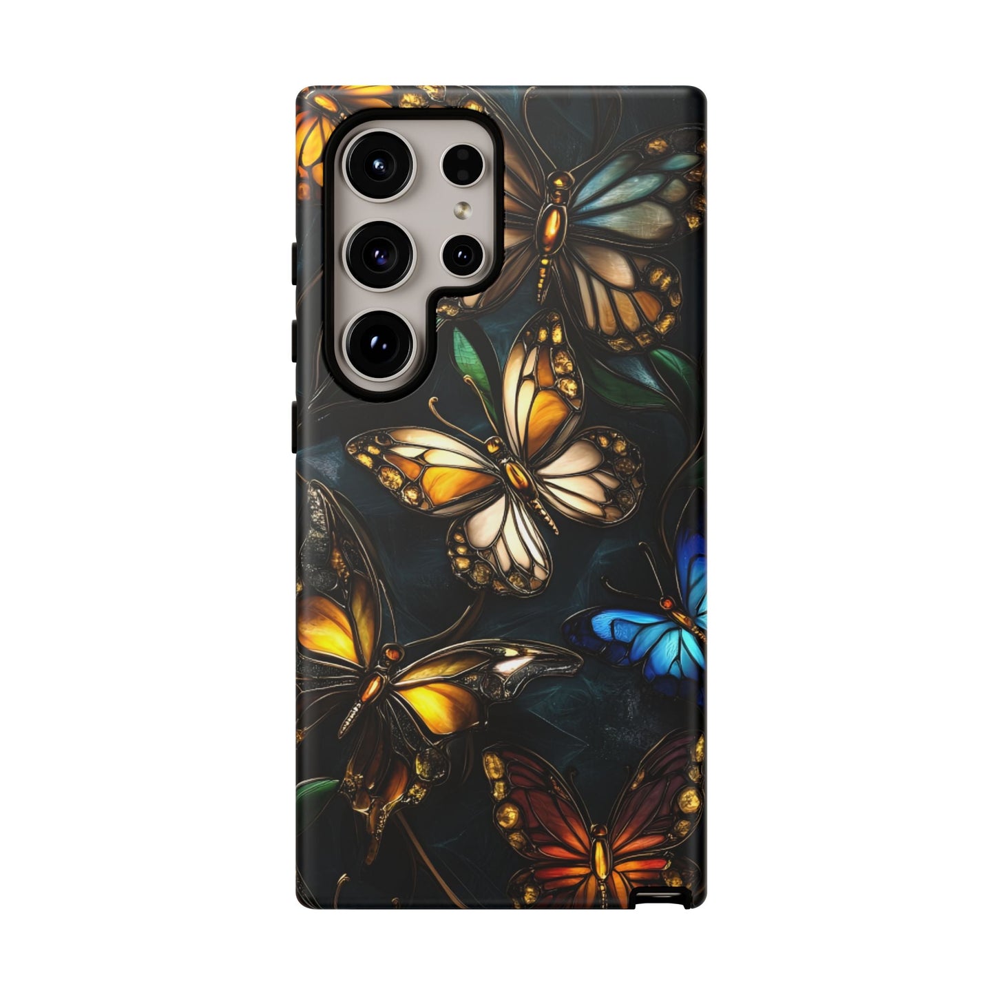 Butterfly Stained Glass Phone Case - Glass Mosaic Phone Case - Gothic Colorful Phone Cover for iPhone 16 15 14 13 12 11, Samsung Galaxy & Google Pixel