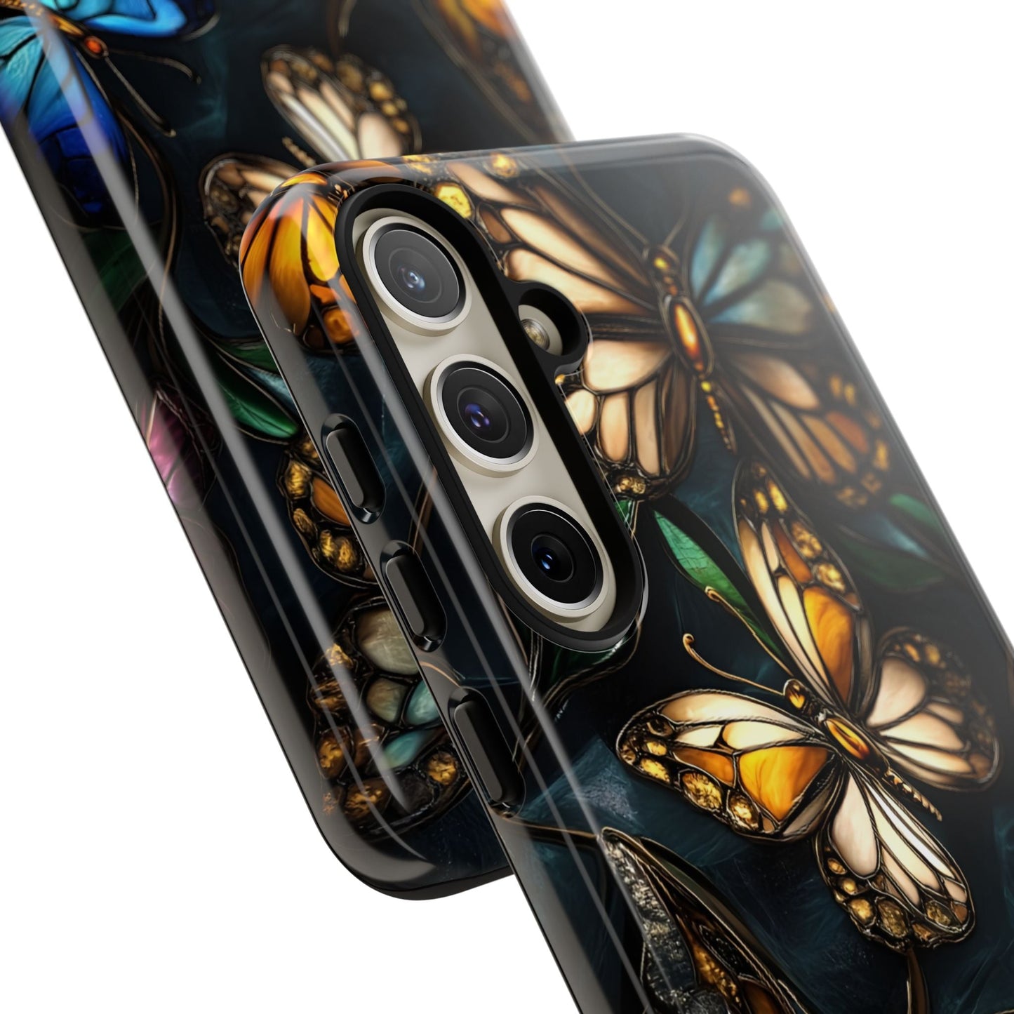 Butterfly Stained Glass Phone Case - Glass Mosaic Phone Case - Gothic Colorful Phone Cover for iPhone 16 15 14 13 12 11, Samsung Galaxy & Google Pixel