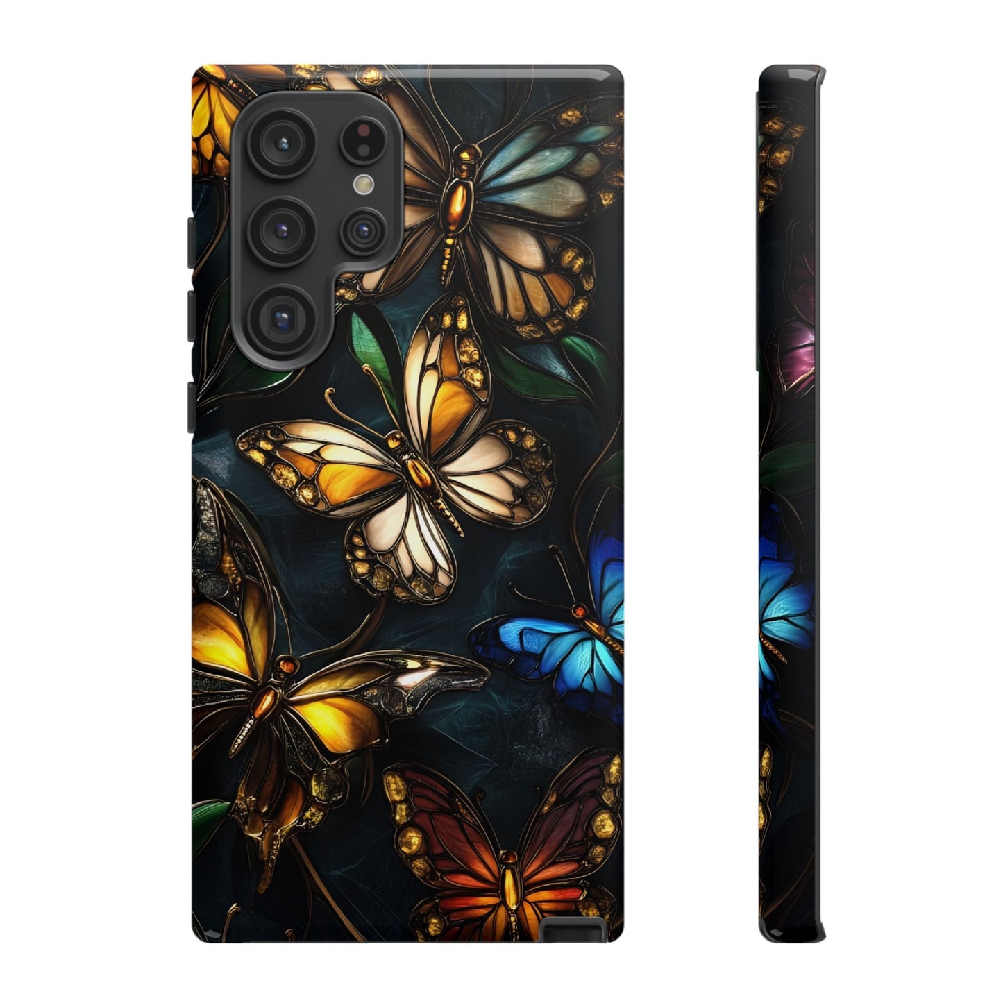 Butterfly Stained Glass Phone Case - Glass Mosaic Phone Case - Gothic Colorful Phone Cover for iPhone 16 15 14 13 12 11, Samsung Galaxy & Google Pixel
