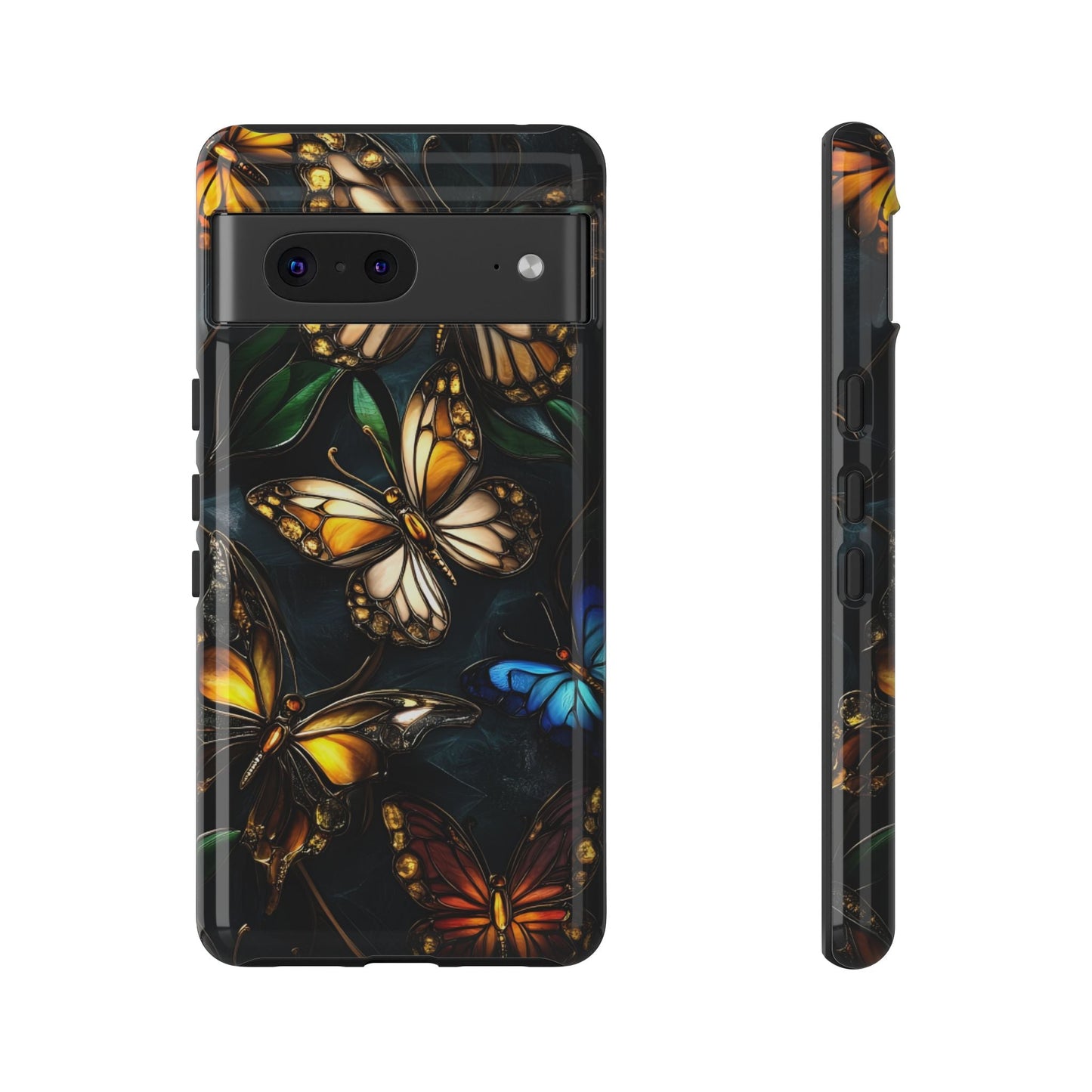 Butterfly Stained Glass Phone Case - Glass Mosaic Phone Case - Gothic Colorful Phone Cover for iPhone 16 15 14 13 12 11, Samsung Galaxy & Google Pixel