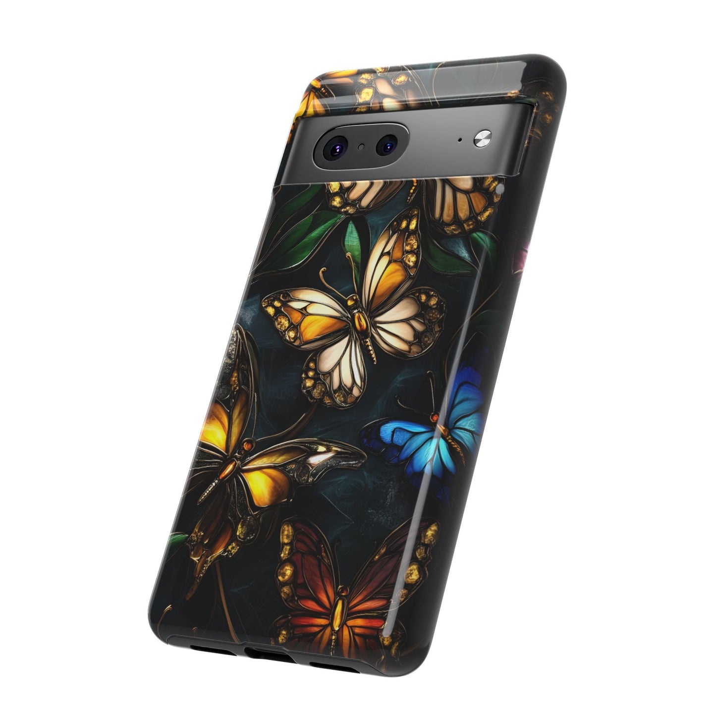 Butterfly Stained Glass Phone Case - Glass Mosaic Phone Case - Gothic Colorful Phone Cover for iPhone 16 15 14 13 12 11, Samsung Galaxy & Google Pixel