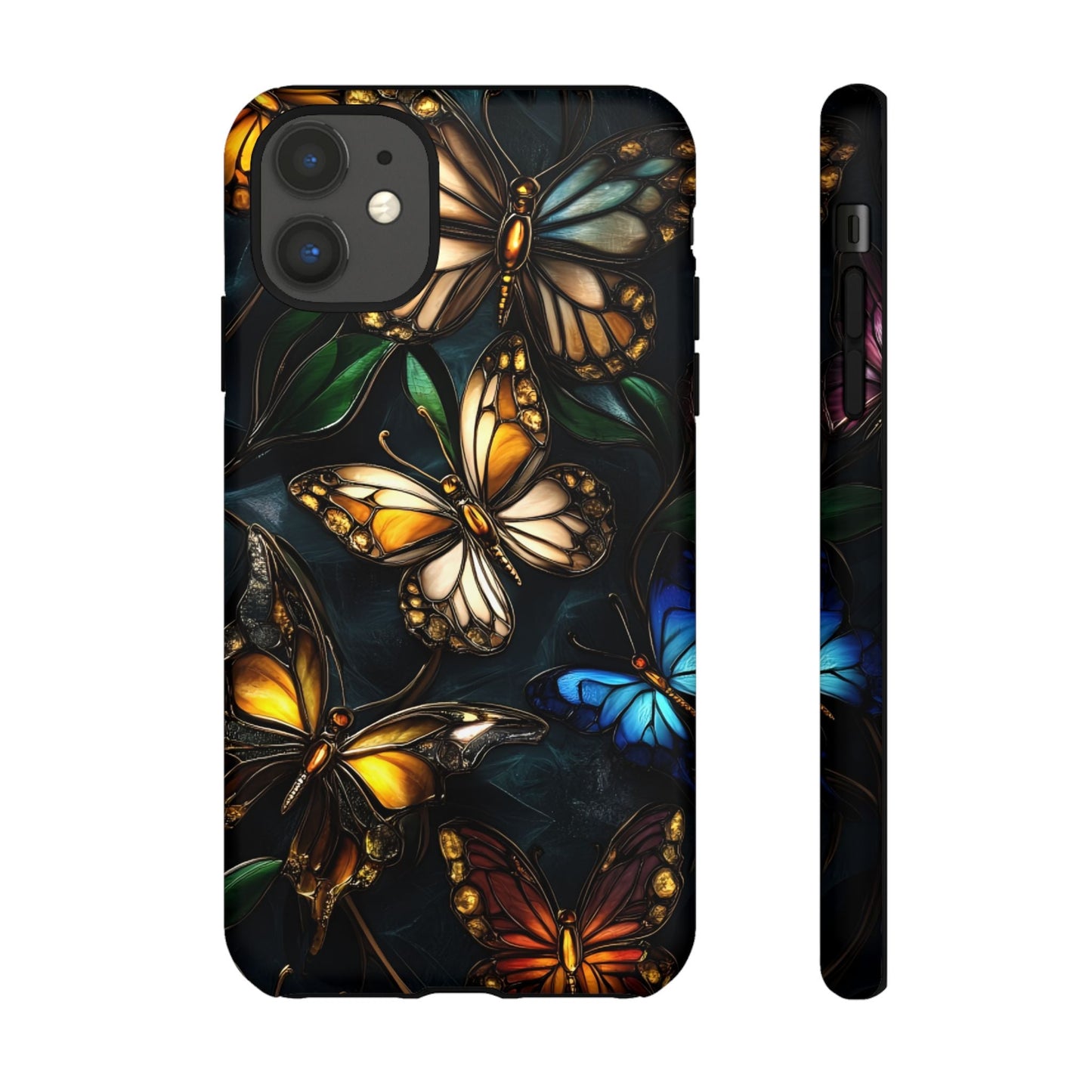 Butterfly Stained Glass Phone Case - Glass Mosaic Phone Case - Gothic Colorful Phone Cover for iPhone 16 15 14 13 12 11, Samsung Galaxy & Google Pixel