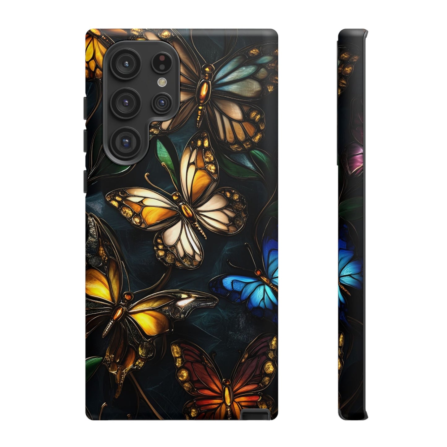 Butterfly Stained Glass Phone Case - Glass Mosaic Phone Case - Gothic Colorful Phone Cover for iPhone 16 15 14 13 12 11, Samsung Galaxy & Google Pixel