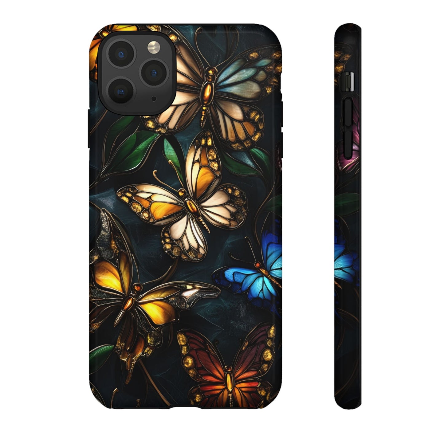 Butterfly Stained Glass Phone Case - Glass Mosaic Phone Case - Gothic Colorful Phone Cover for iPhone 16 15 14 13 12 11, Samsung Galaxy & Google Pixel