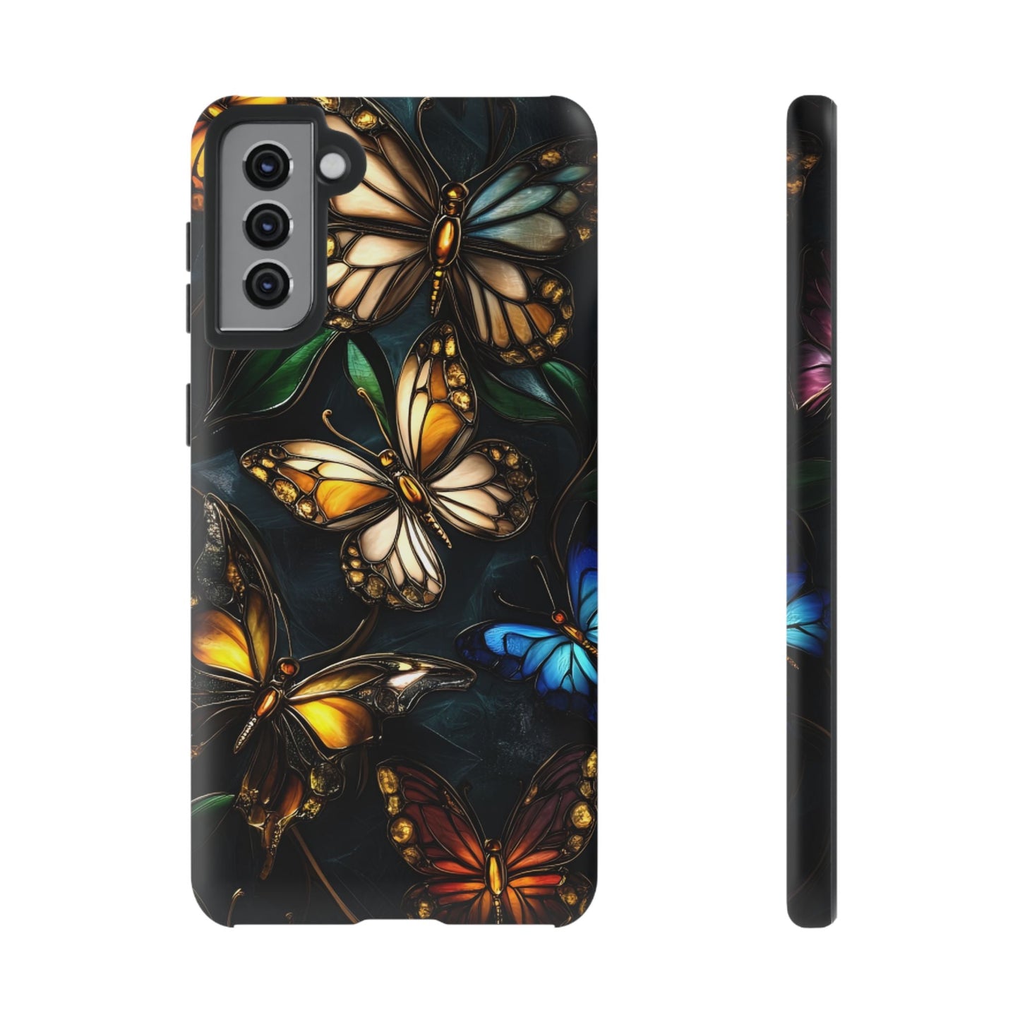 Butterfly Stained Glass Phone Case - Glass Mosaic Phone Case - Gothic Colorful Phone Cover for iPhone 16 15 14 13 12 11, Samsung Galaxy & Google Pixel