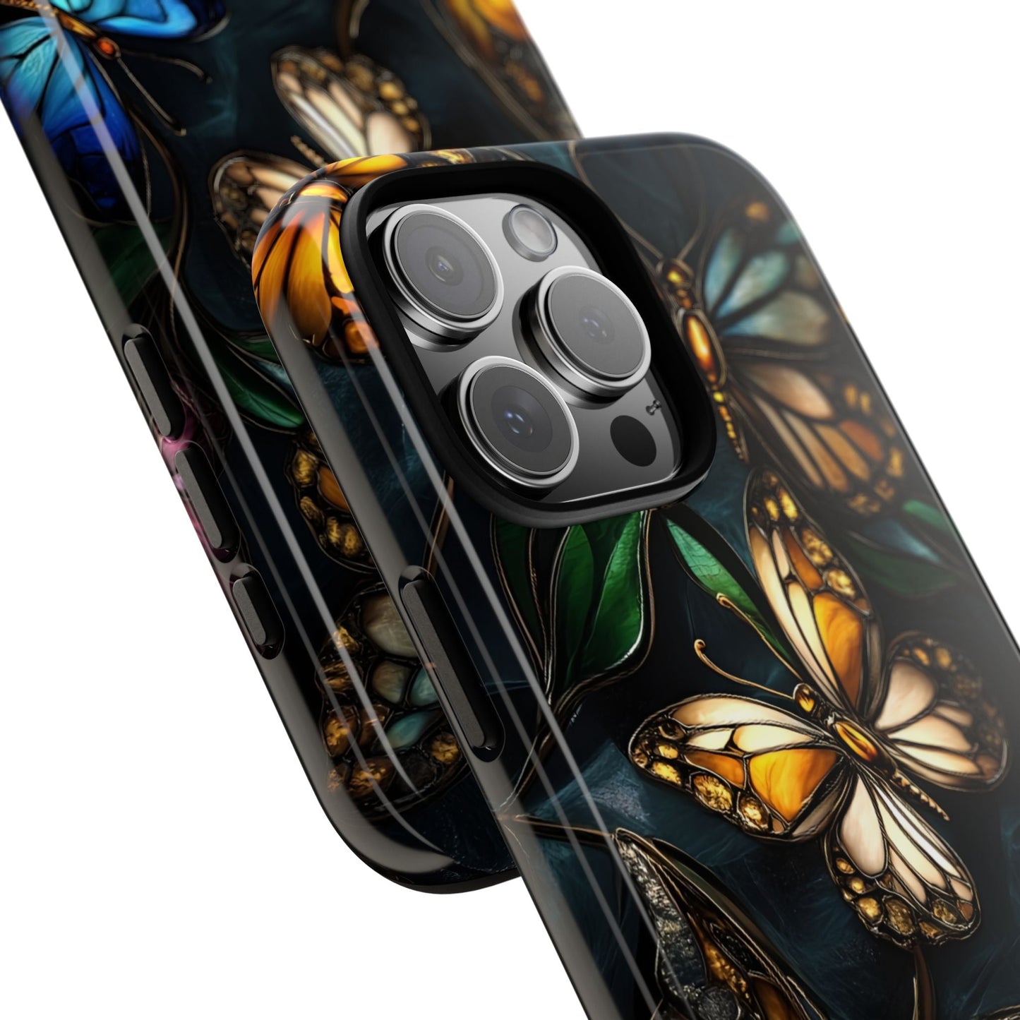 Butterfly Stained Glass Phone Case - Glass Mosaic Phone Case - Gothic Colorful Phone Cover for iPhone 16 15 14 13 12 11, Samsung Galaxy & Google Pixel