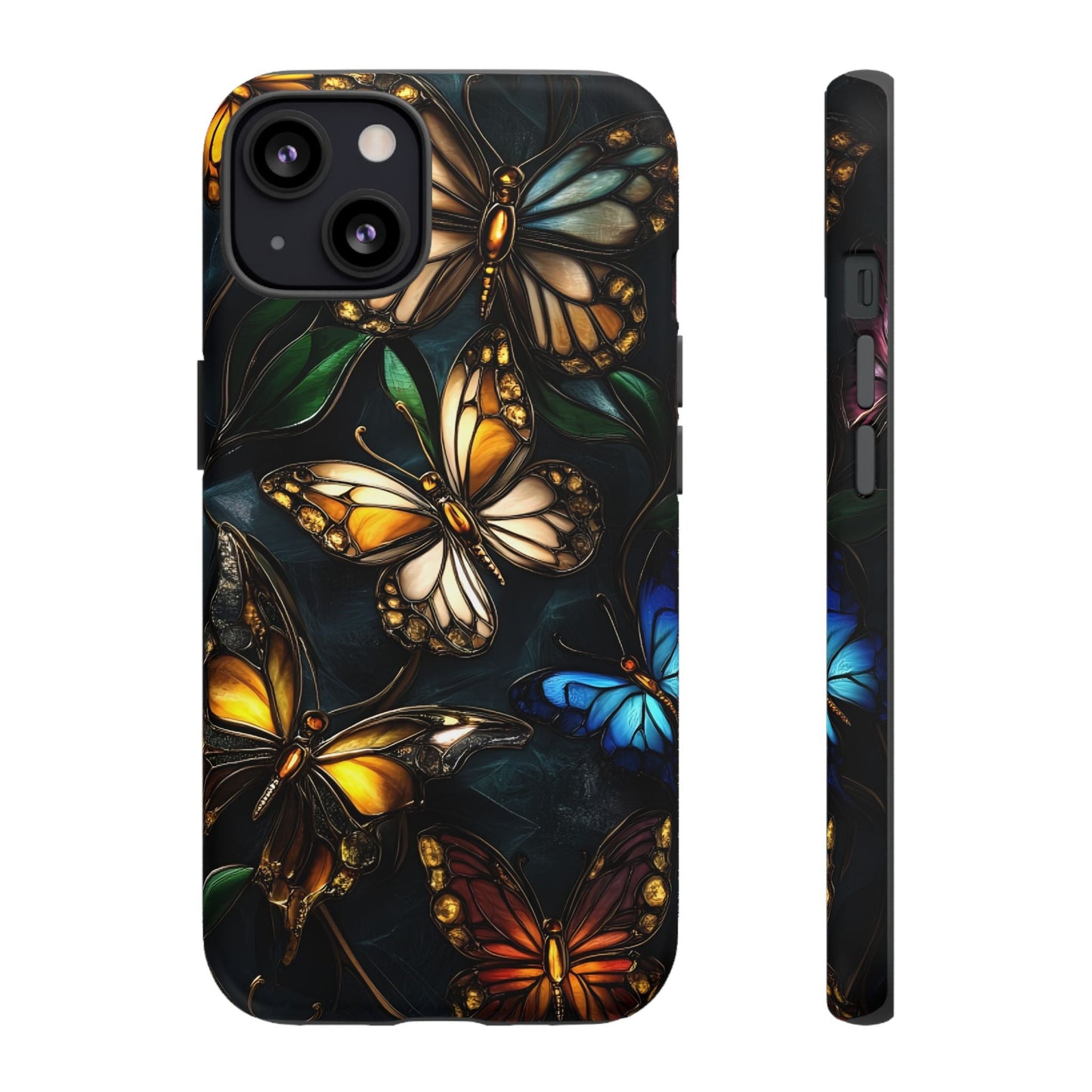 Butterfly Stained Glass Phone Case - Glass Mosaic Phone Case - Gothic Colorful Phone Cover for iPhone 16 15 14 13 12 11, Samsung Galaxy & Google Pixel