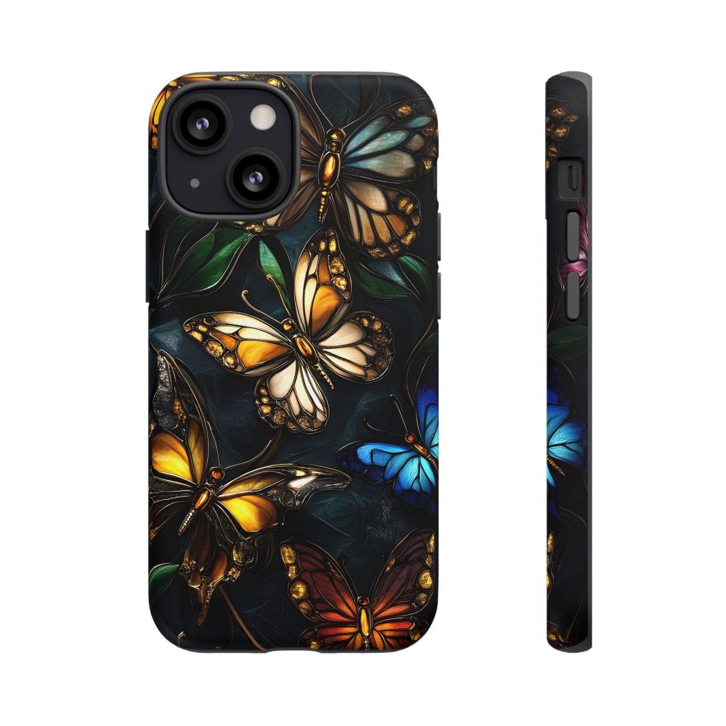 Butterfly Stained Glass Phone Case - Glass Mosaic Phone Case - Gothic Colorful Phone Cover for iPhone 16 15 14 13 12 11, Samsung Galaxy & Google Pixel