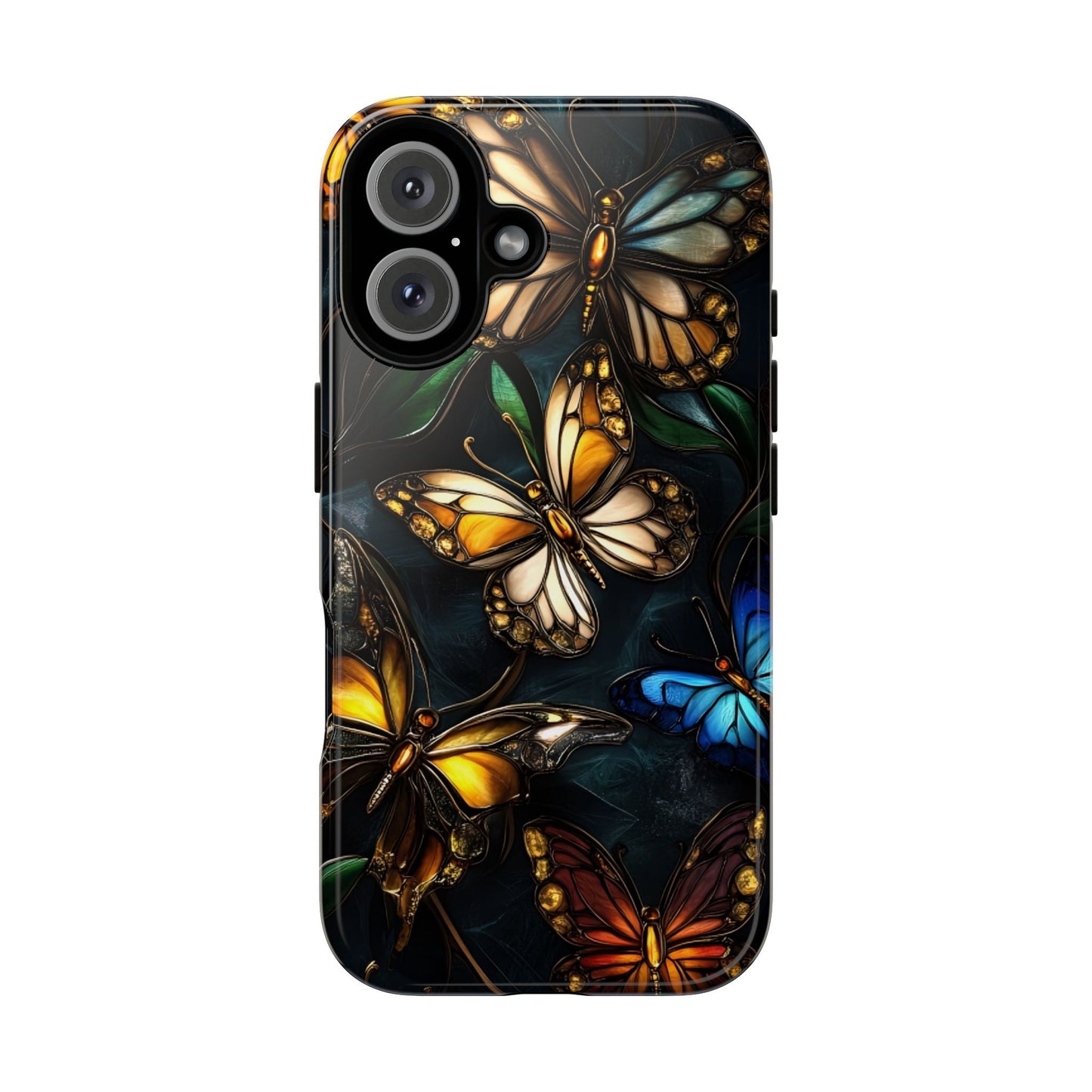 Butterfly Stained Glass Phone Case - Glass Mosaic Phone Case - Gothic Colorful Phone Cover for iPhone 16 15 14 13 12 11, Samsung Galaxy & Google Pixel