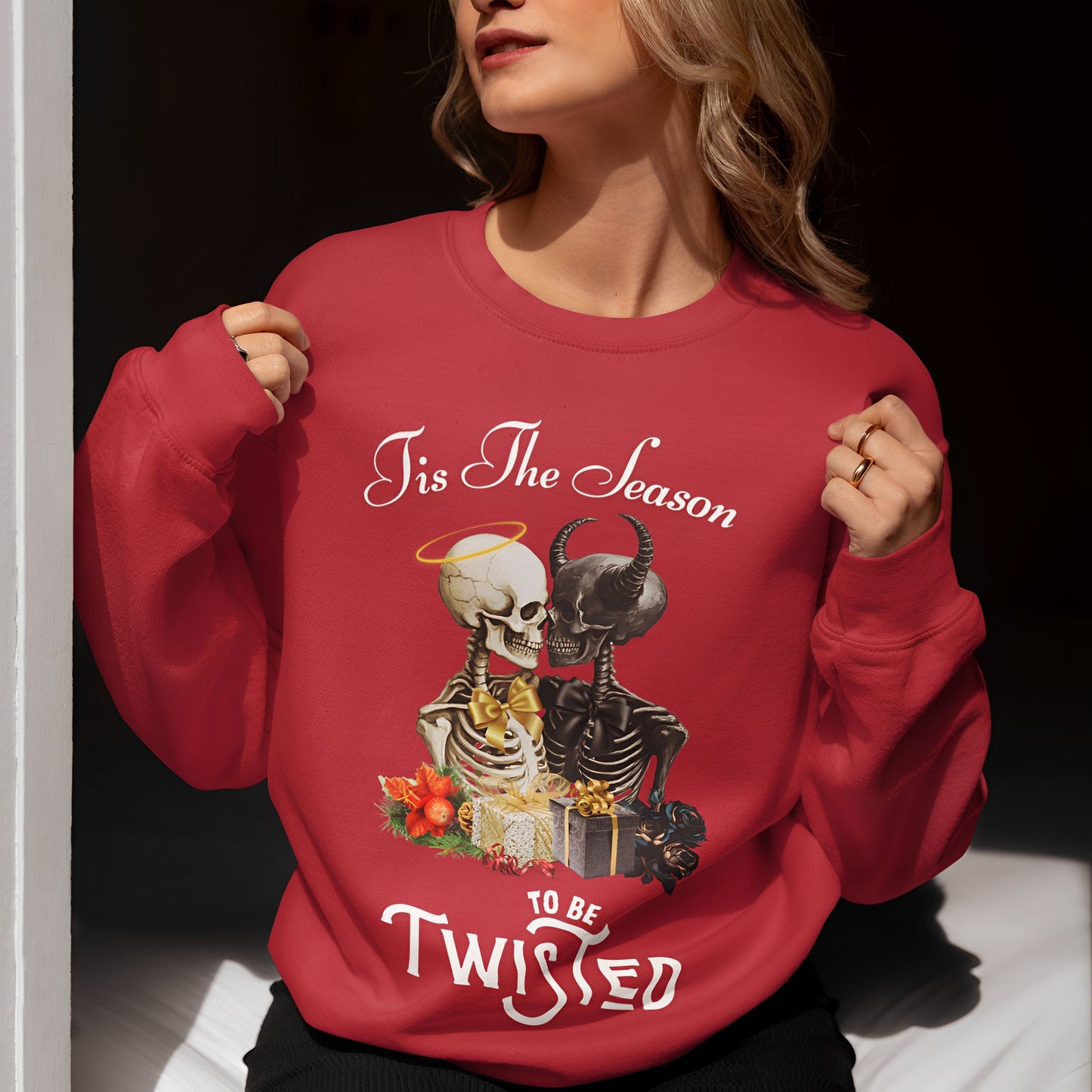Christmas Skeleton Sweatshirt - Tis The Season To Be Twisted - Boo and Bewear