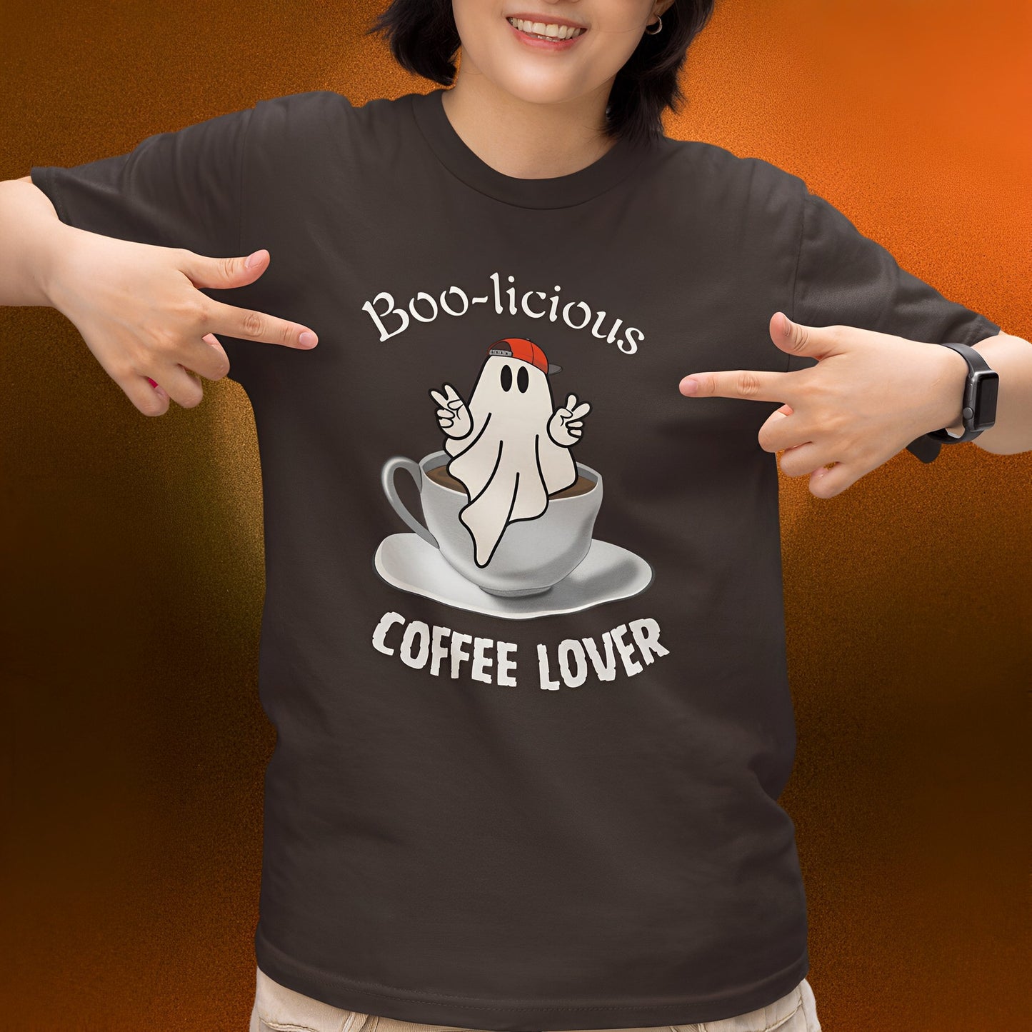 Coffee T-Shirt with Cute Ghost - BOO-licious Coffee Lover