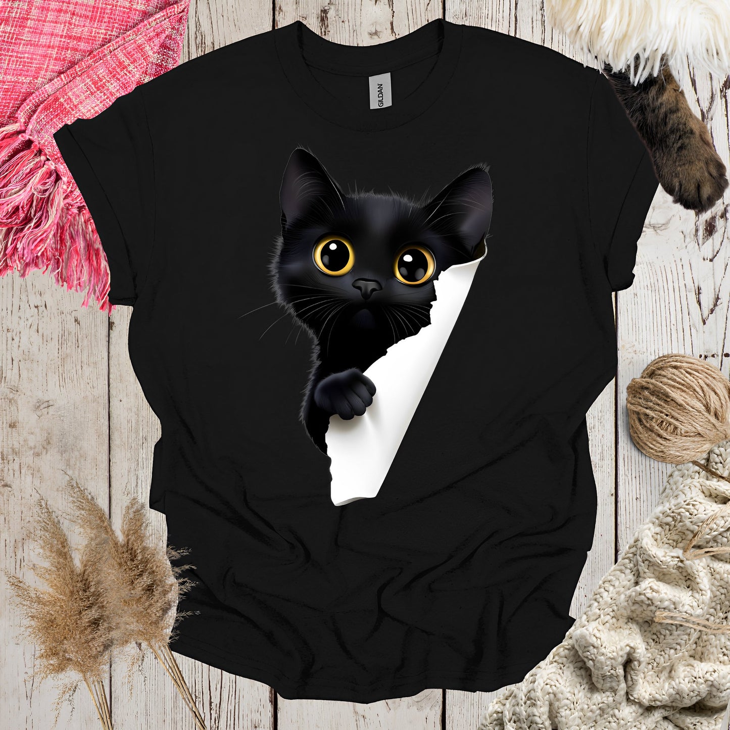 Cute Black Cat T-Shirt - Cat Lover Shirts - Boo and Bewear