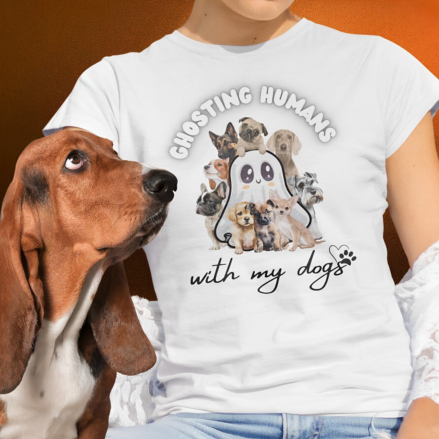 Cute Ghost T-Shirt for Dog Lovers β Ghosting Humans with my Dogs - Boo and Bewear