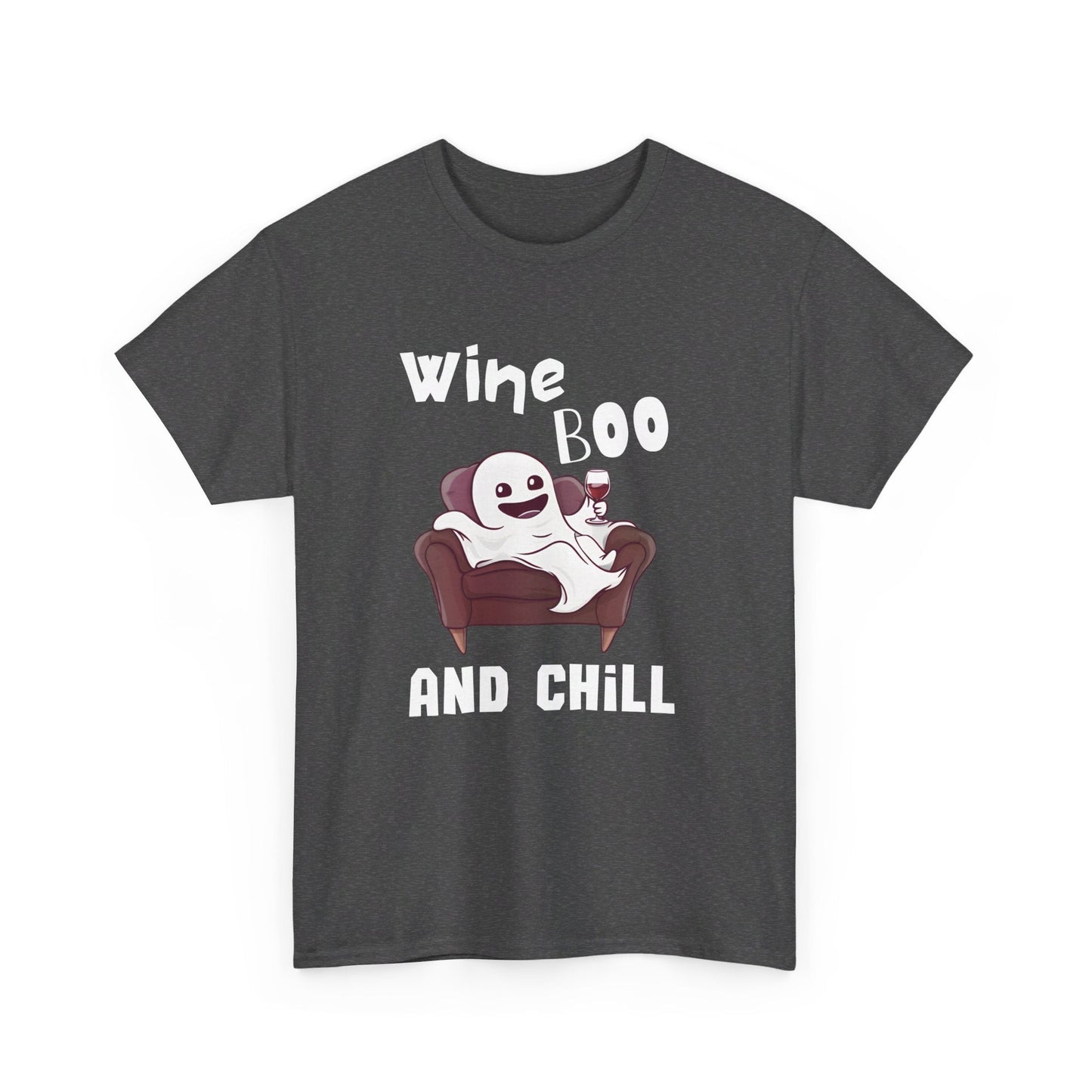 Cute Ghost T-Shirt for Wine Lovers - Wine Boo and Chill - Boo and Bewear