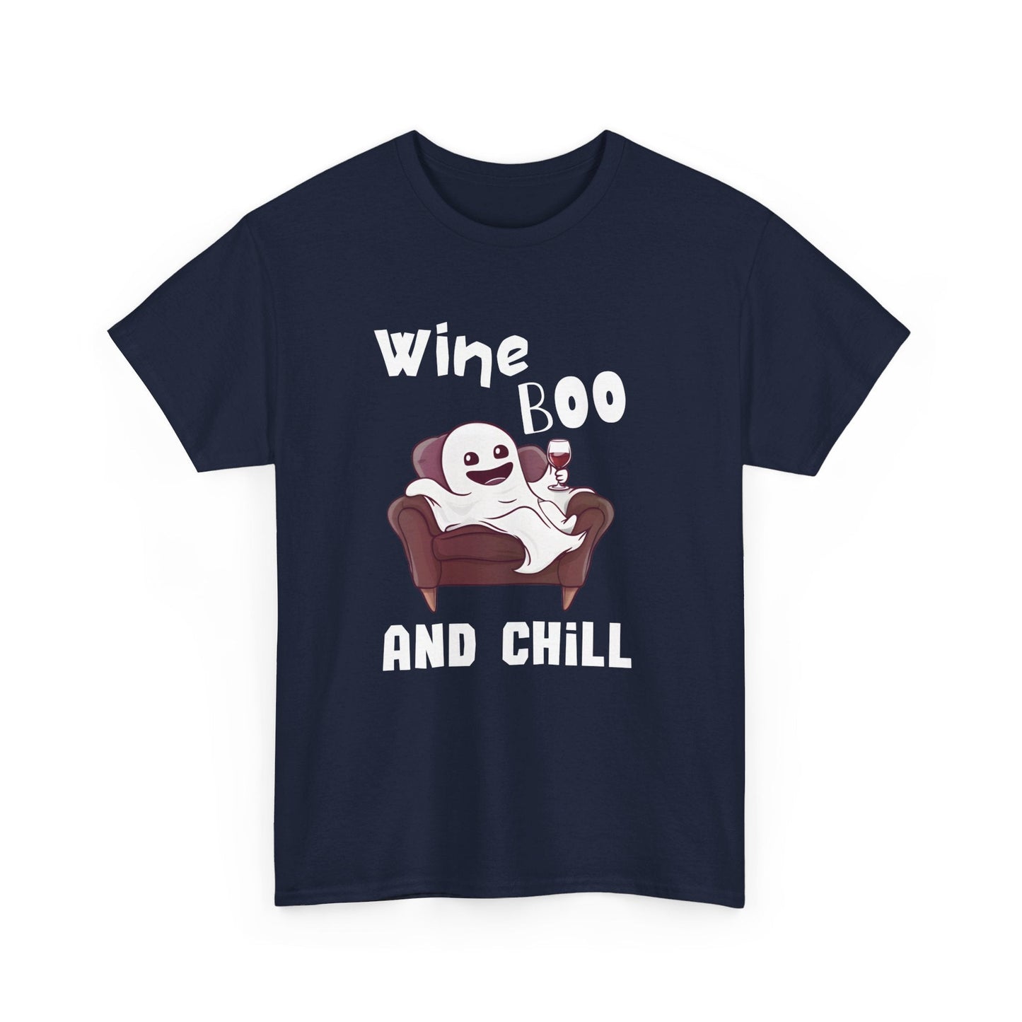 Cute Ghost T-Shirt for Wine Lovers - Wine Boo and Chill - Boo and Bewear