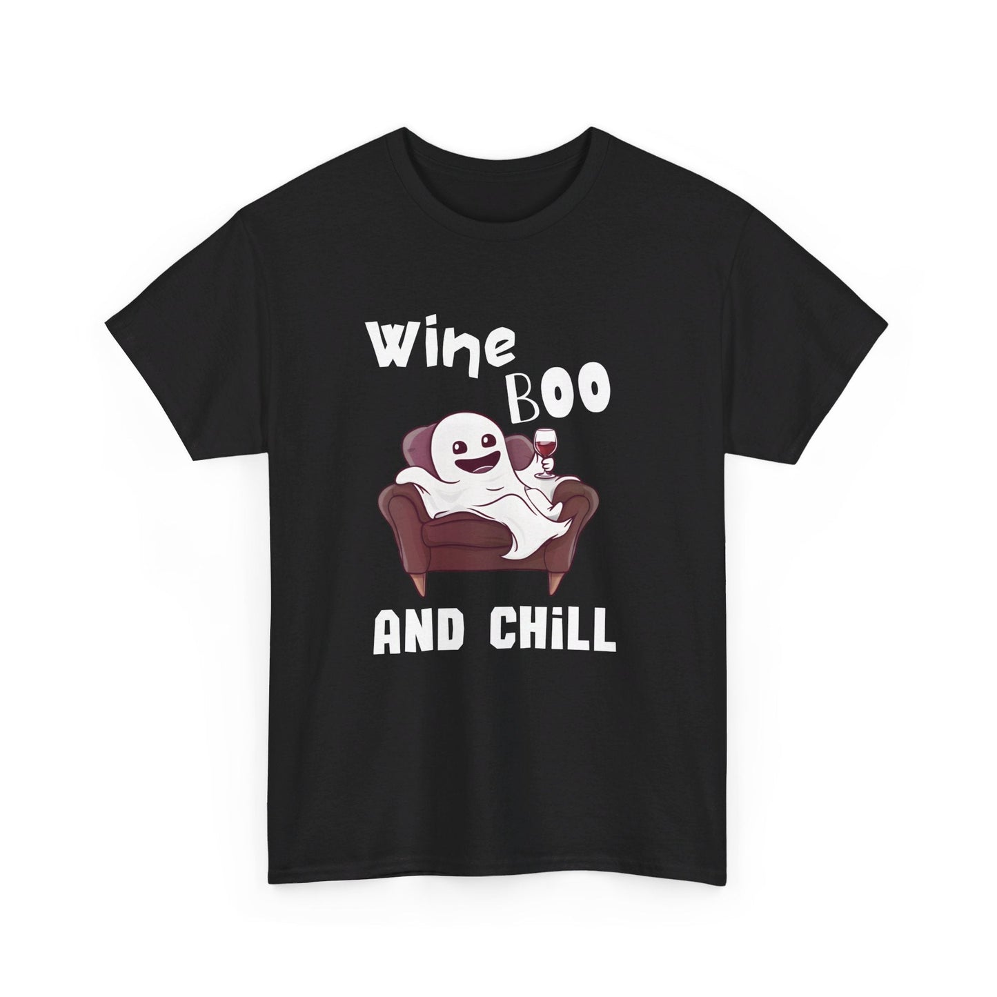 Cute Ghost T-Shirt for Wine Lovers - Wine Boo and Chill - Boo and Bewear