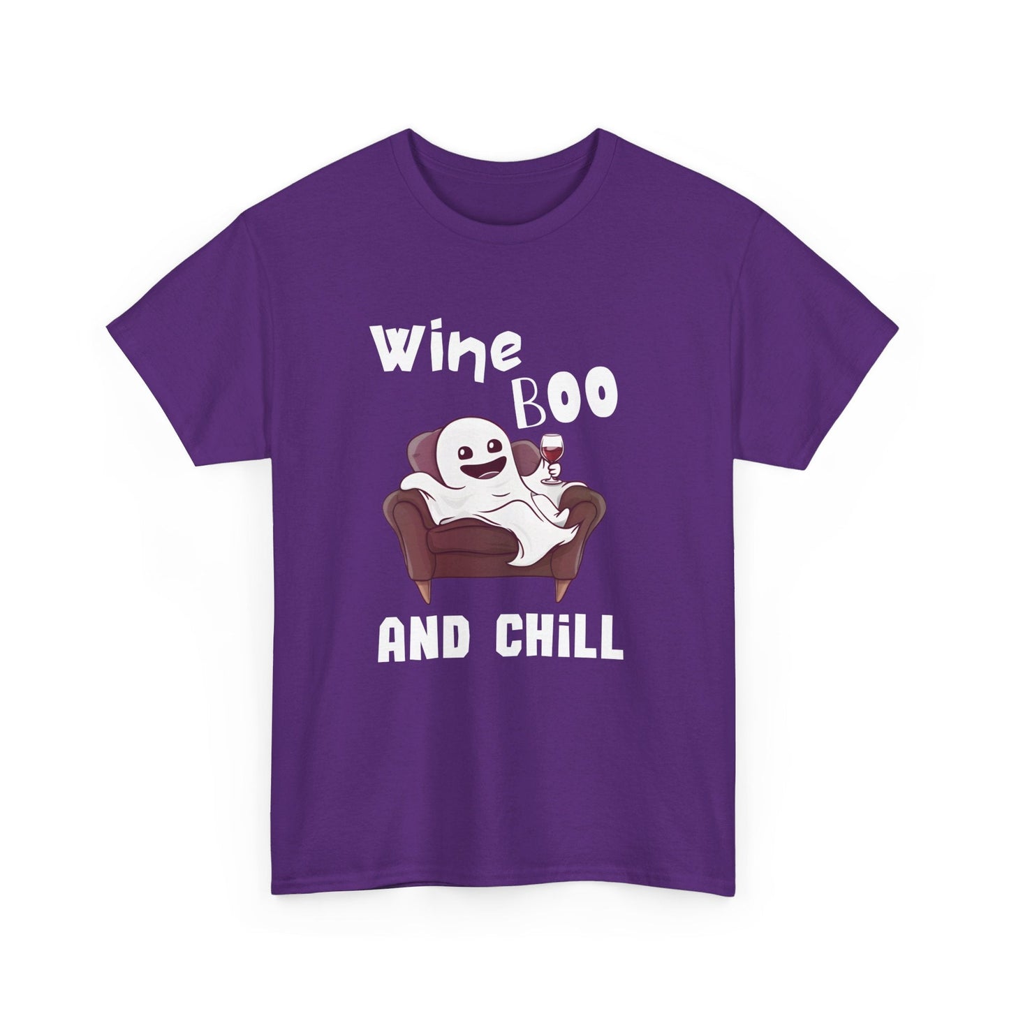 Cute Ghost T-Shirt for Wine Lovers - Wine Boo and Chill - Boo and Bewear