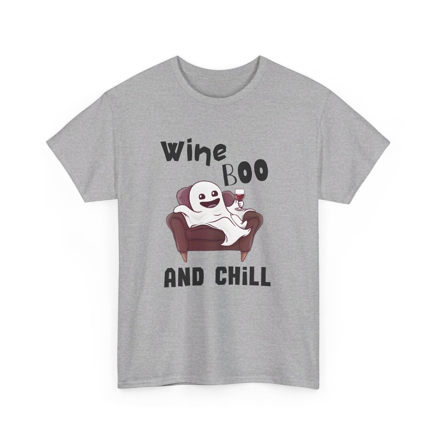 Cute Ghost T-Shirt for Wine Lovers - Wine Boo and Chill - Boo and Bewear