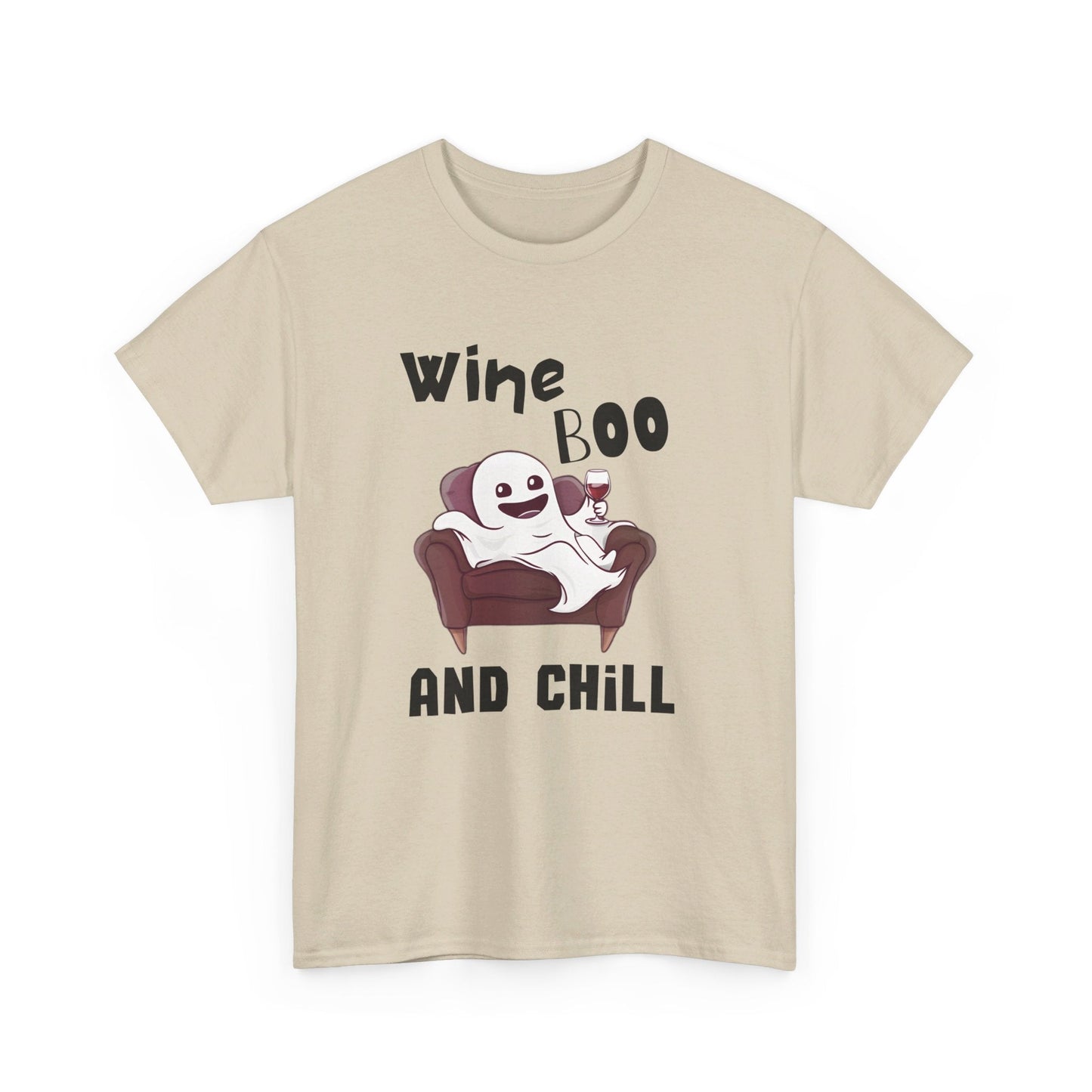 Cute Ghost T-Shirt for Wine Lovers - Wine Boo and Chill - Boo and Bewear
